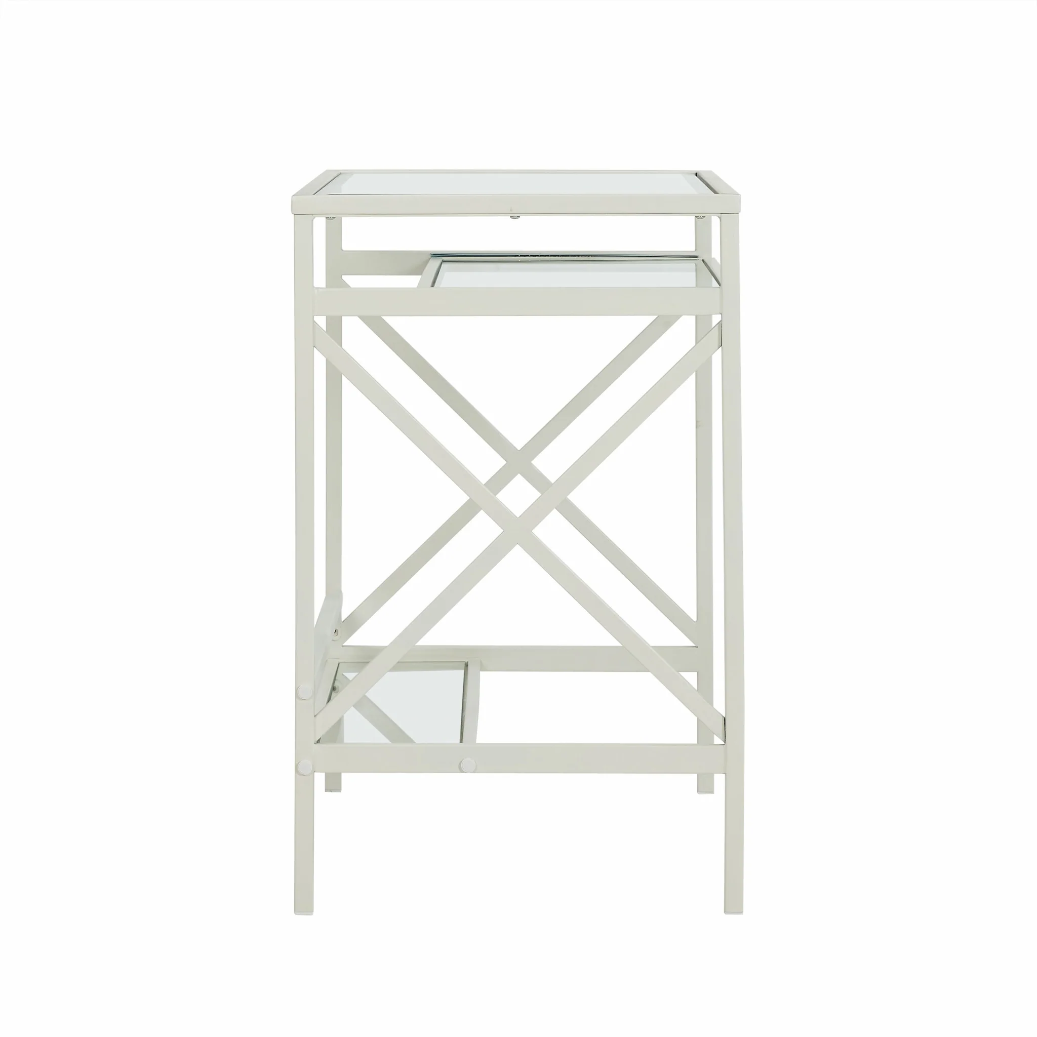 White Metal and Glass Compact Desk By Homeroots - Image 7