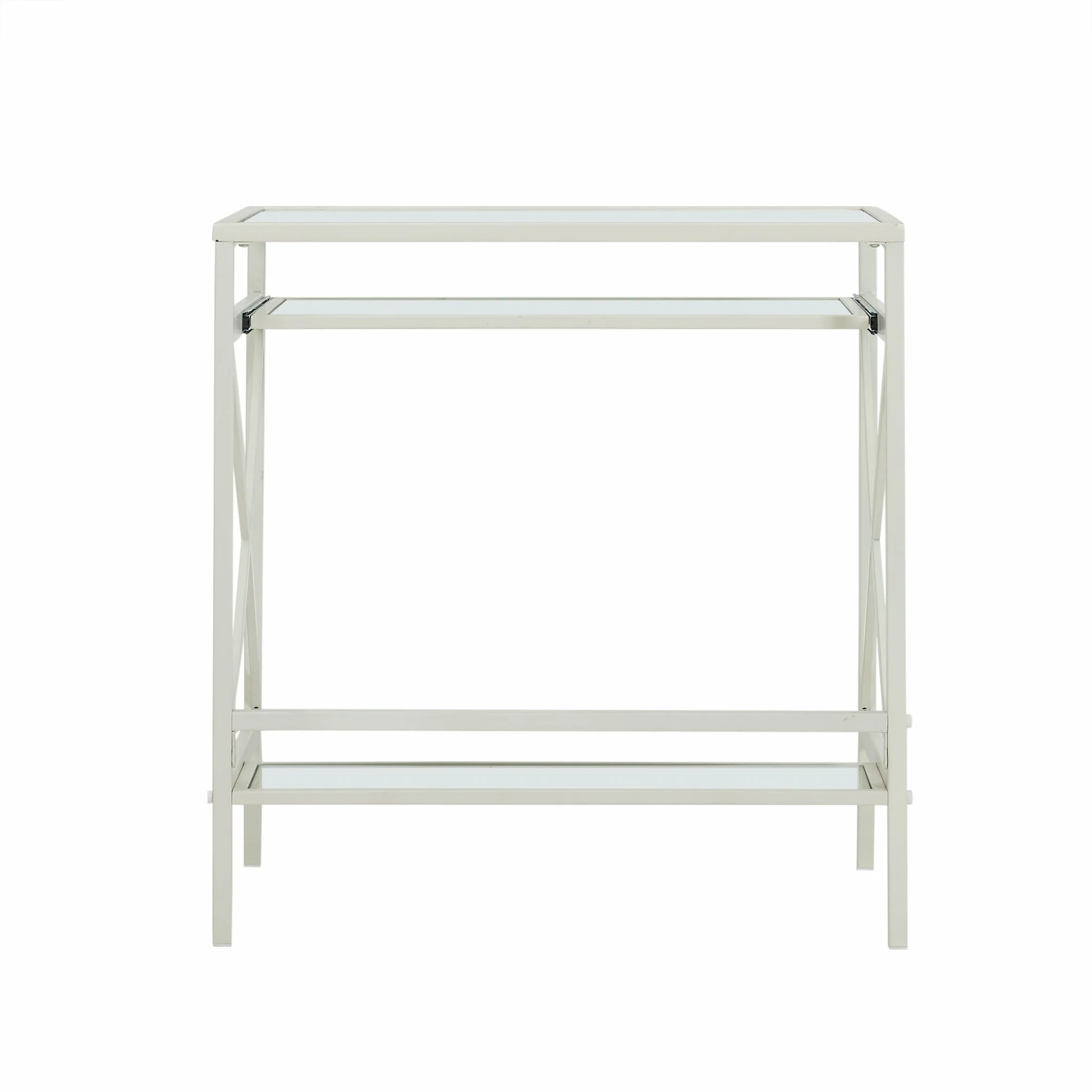 White Metal and Glass Compact Desk By Homeroots - Image 8