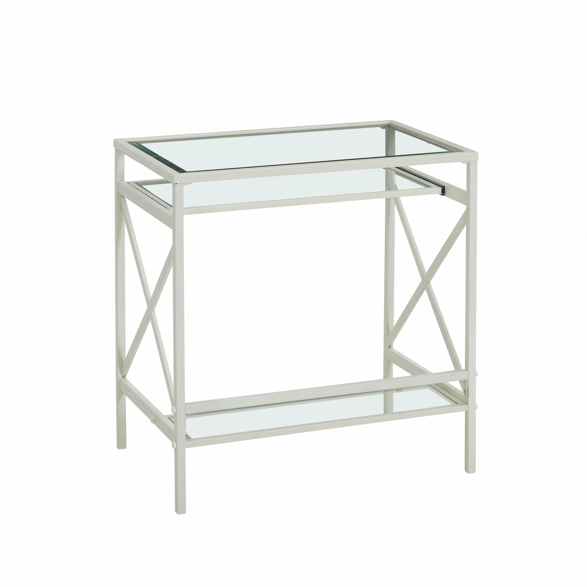 White Metal and Glass Compact Desk By Homeroots - Image 9