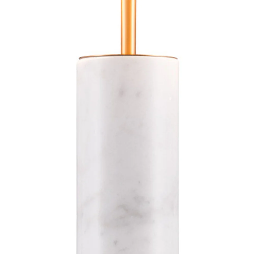 White Metal Bedside Table Lamp With Beige Empire Shade By Homeroots - Image 2