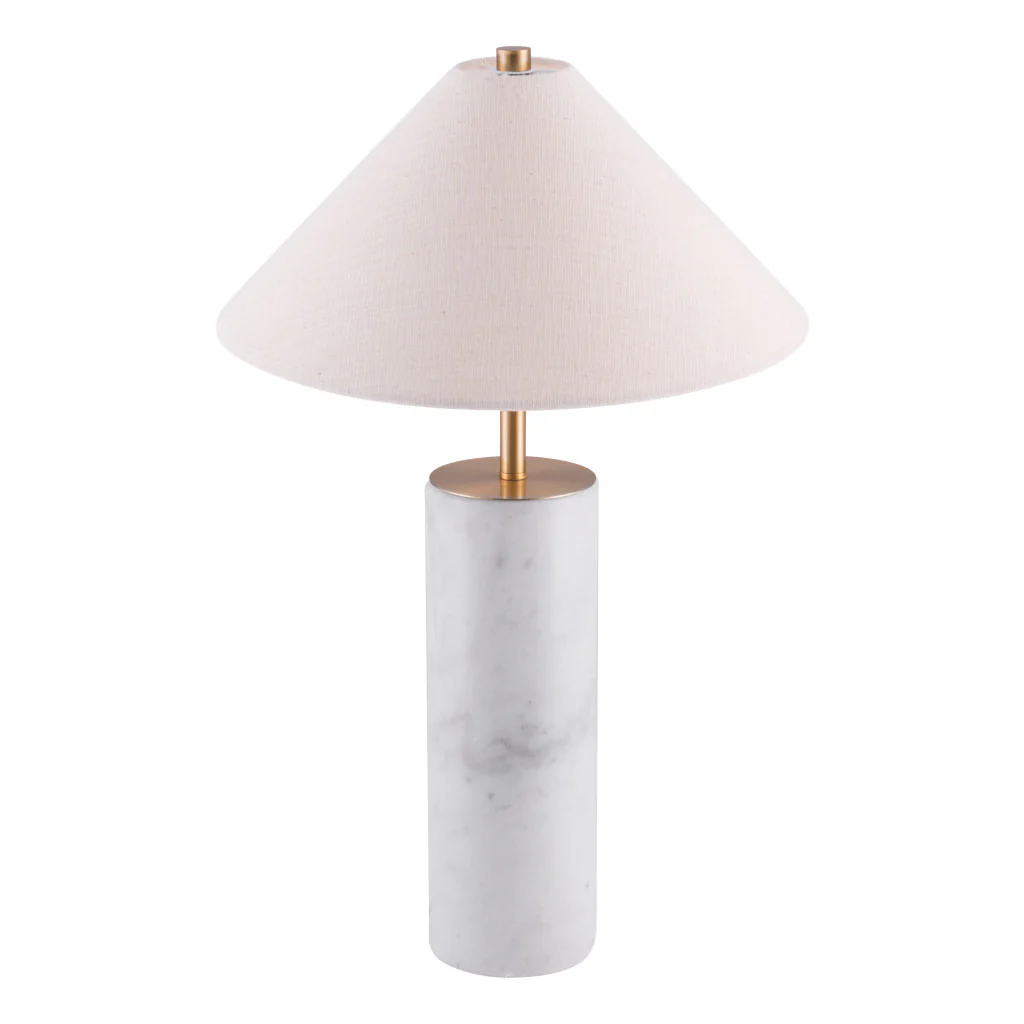 White Metal Bedside Table Lamp With Beige Empire Shade By Homeroots - Image 5