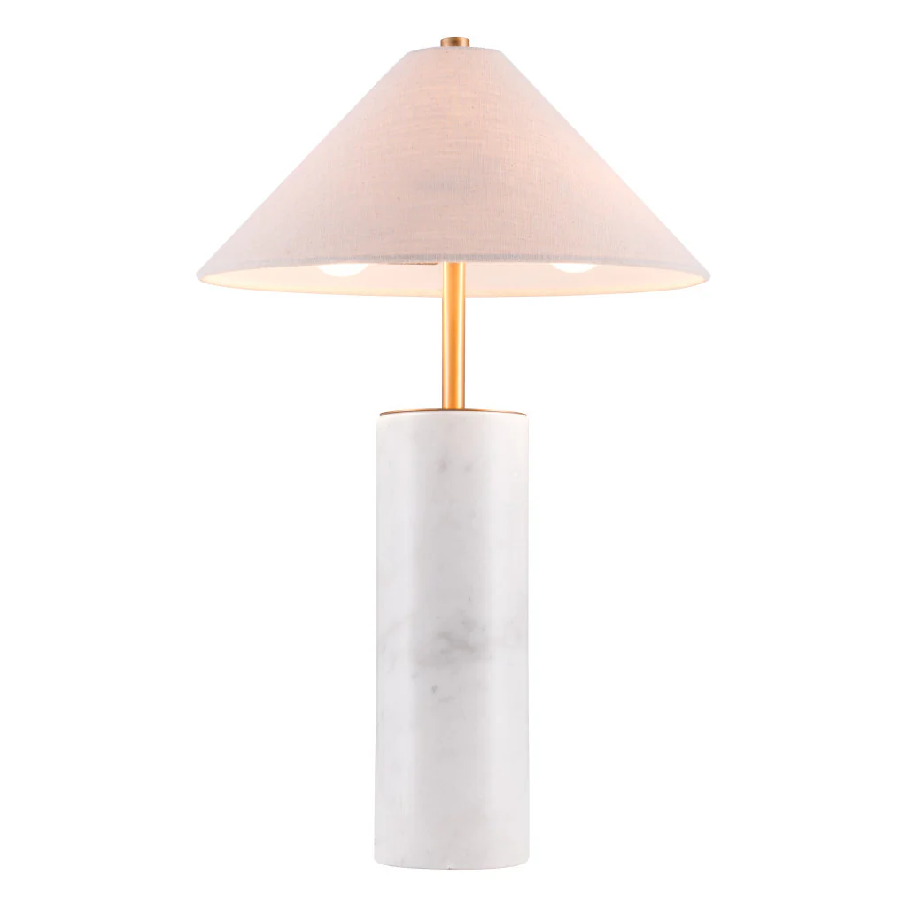 White Metal Bedside Table Lamp With Beige Empire Shade By Homeroots - Image 6