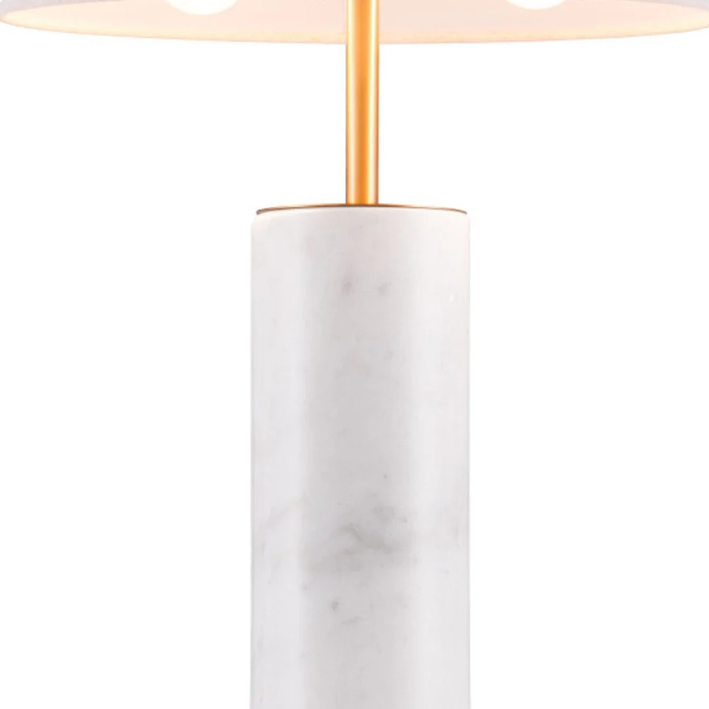 White Metal Bedside Table Lamp With Beige Empire Shade By Homeroots - Image 8