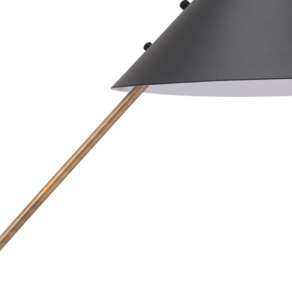 White Metal Bedside Table Lamp With Black Cone Shade By Homeroots - Image 3