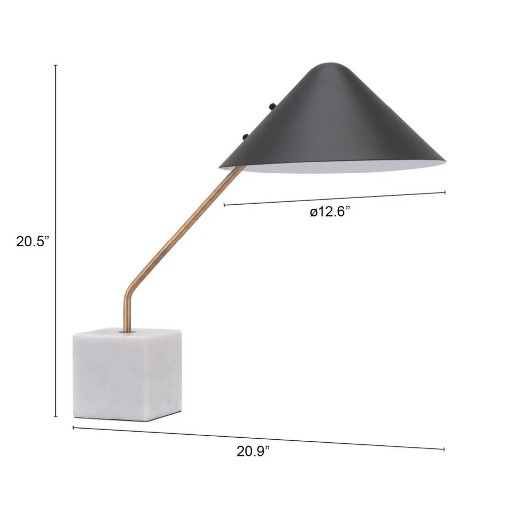 White Metal Bedside Table Lamp With Black Cone Shade By Homeroots - Image 5