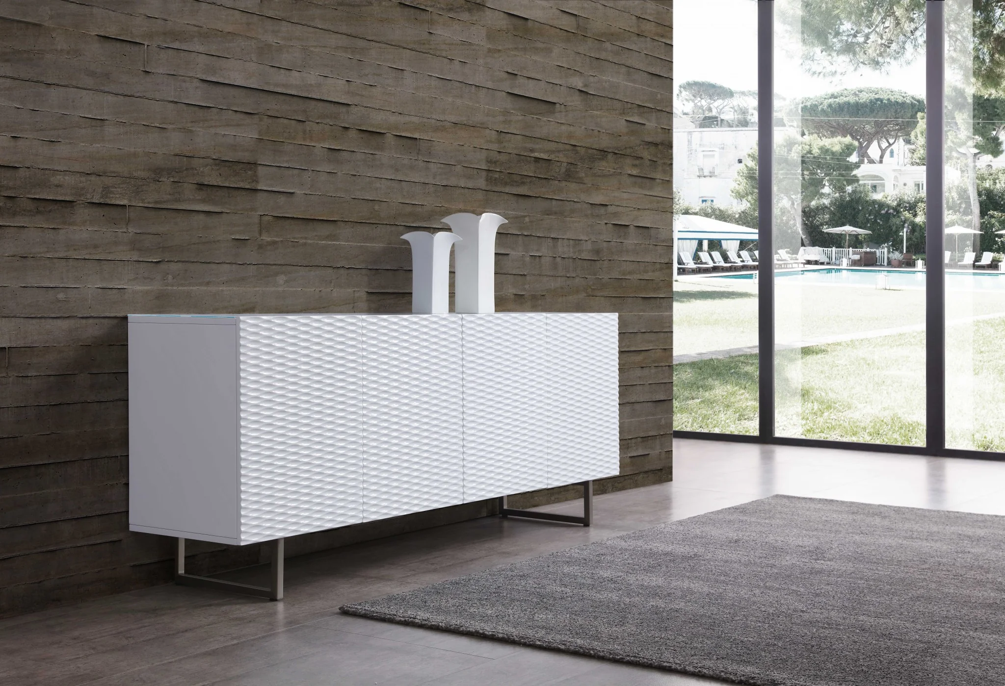White Metal Buffet By Homeroots - Image 4