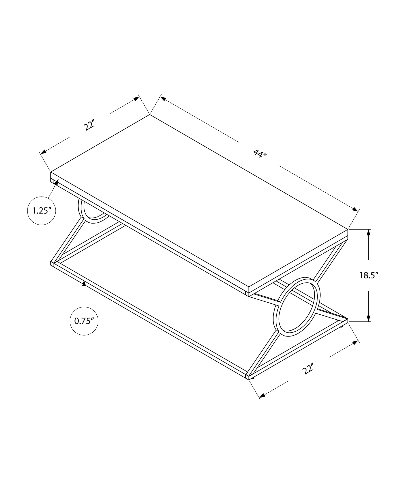 White Metal Coffee Table By Homeroots - Image 3