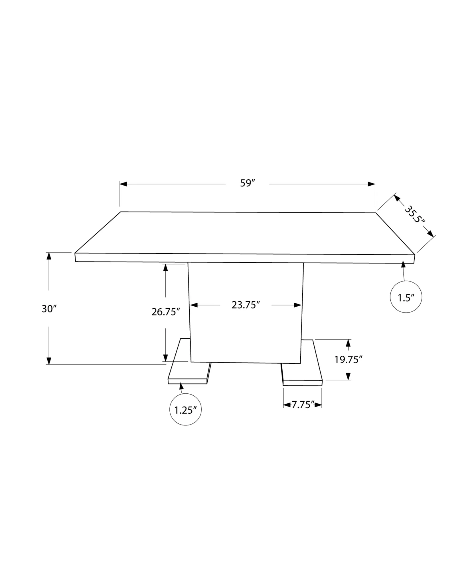 White Metal Dining Table By Homeroots - Image 3