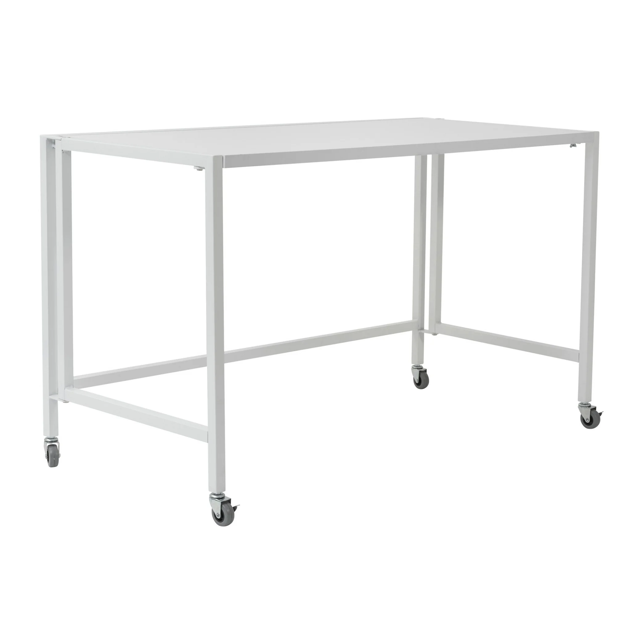 White Metal Minimalist Folding Table Desk By Homeroots - Image 2