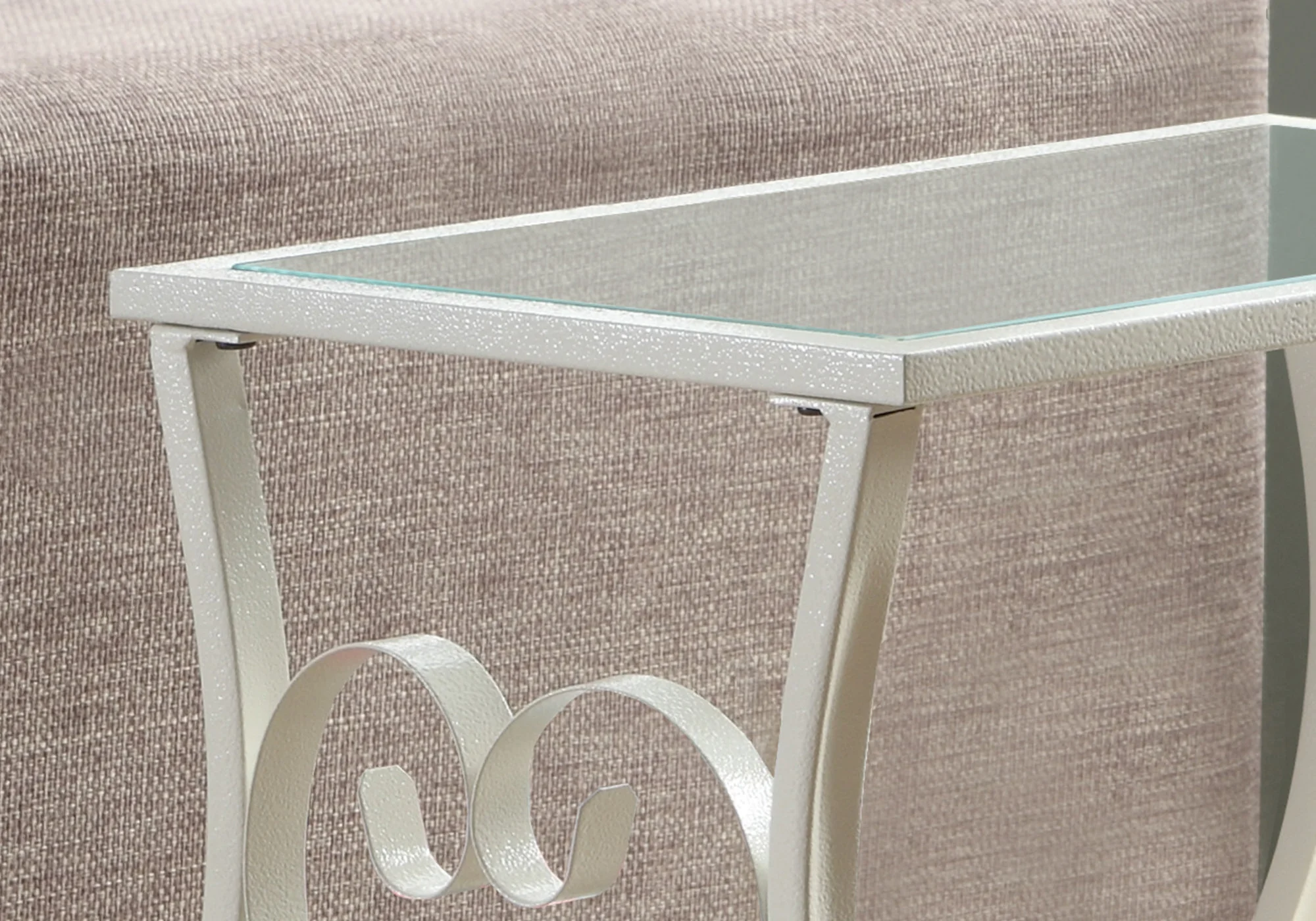 White Metal Tempered Glass  Accent Table By Homeroots - Image 2