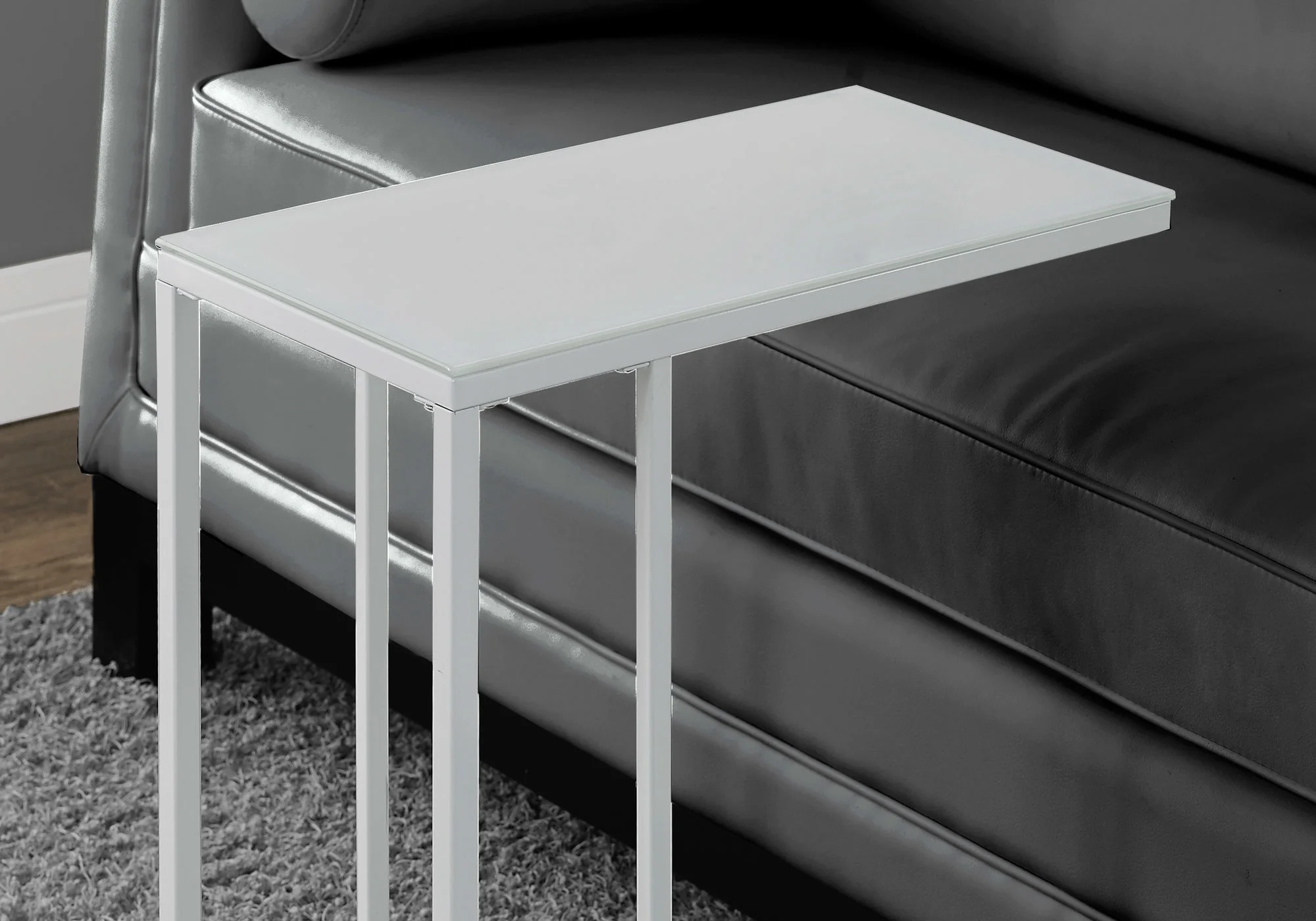 White Metal Tempered Glass Accent Table By Homeroots - Image 2