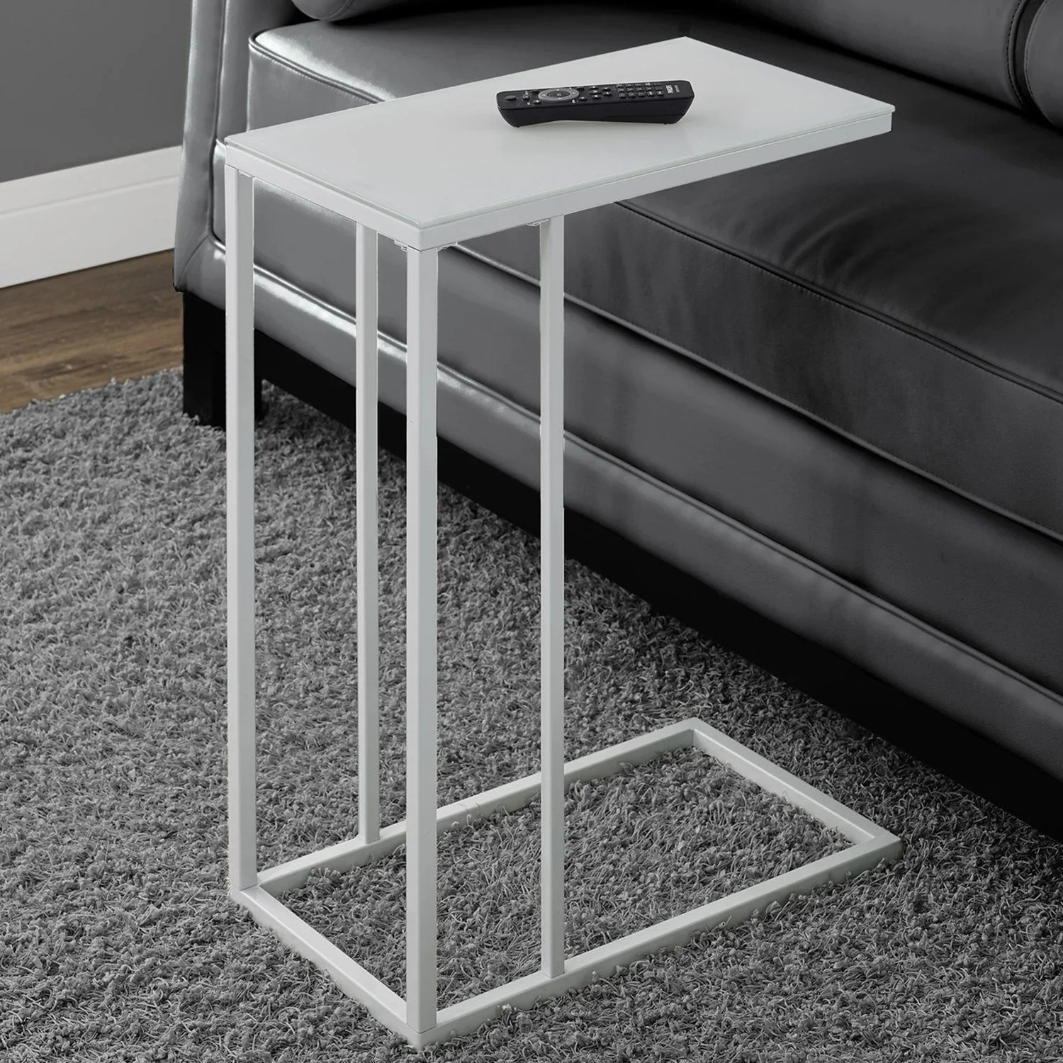White Metal Tempered Glass Accent Table By Homeroots - Image 5