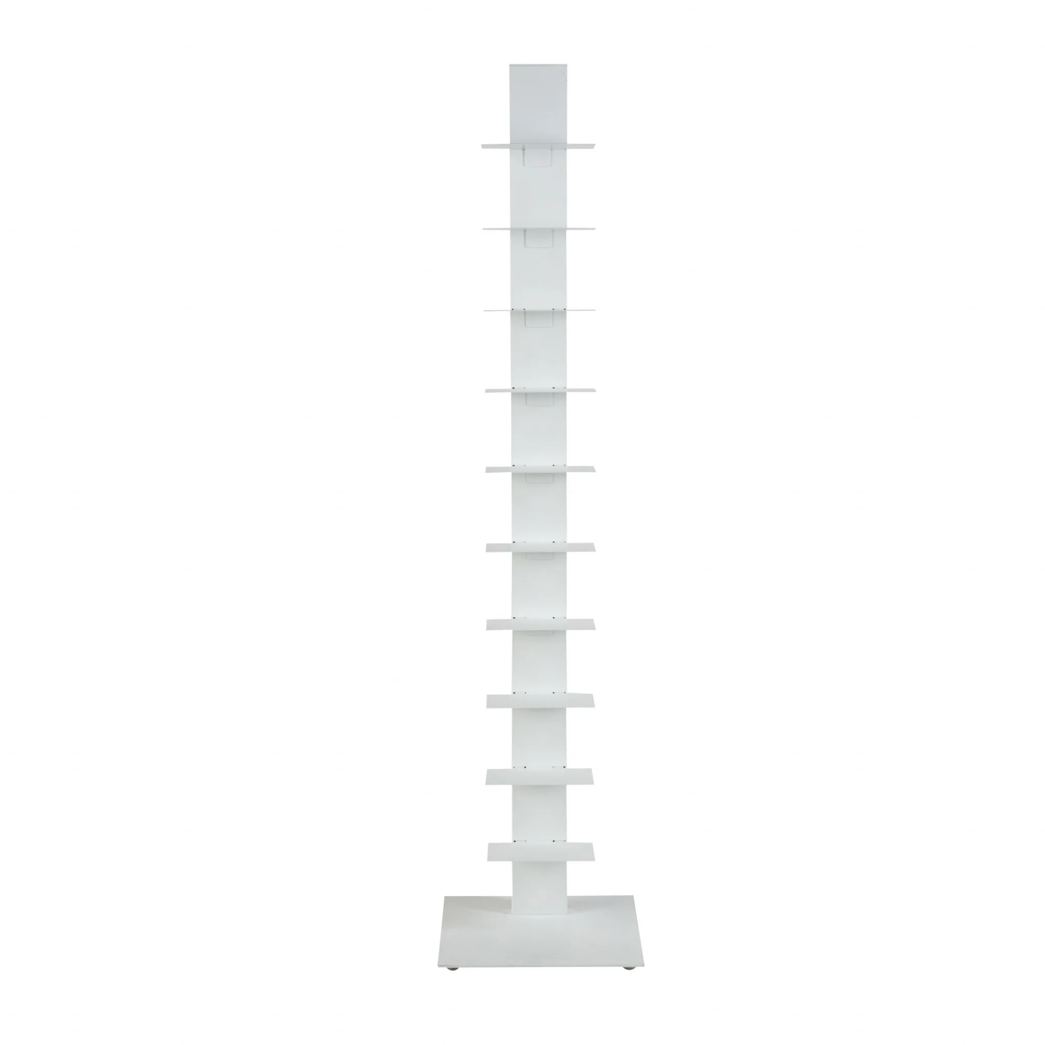 White Metal Ten Shelf Modern Tower Bookcase By Homeroots - Image 2