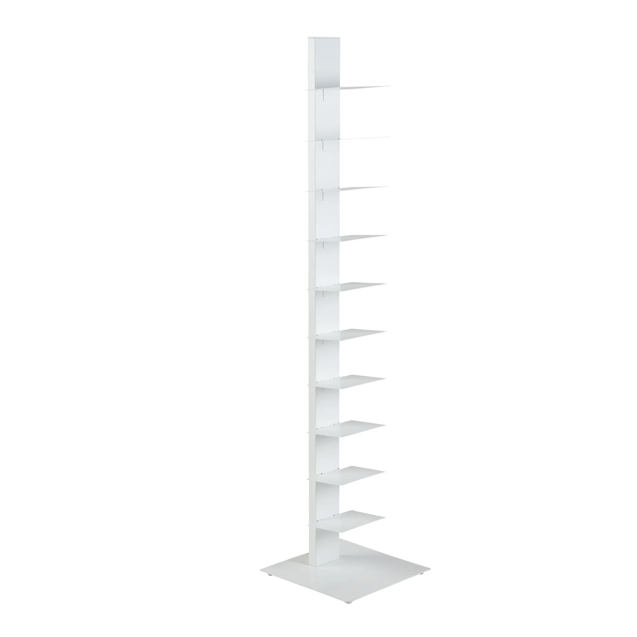 White Metal Ten Shelf Modern Tower Bookcase By Homeroots - Image 4