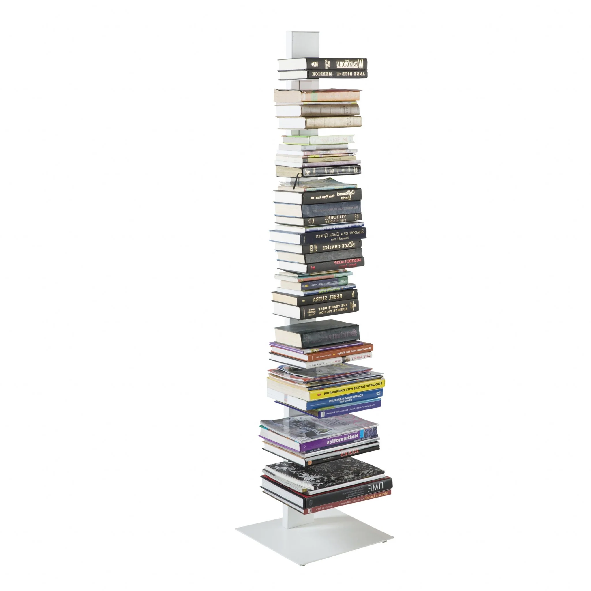 White Metal Ten Shelf Modern Tower Bookcase By Homeroots - Image 6