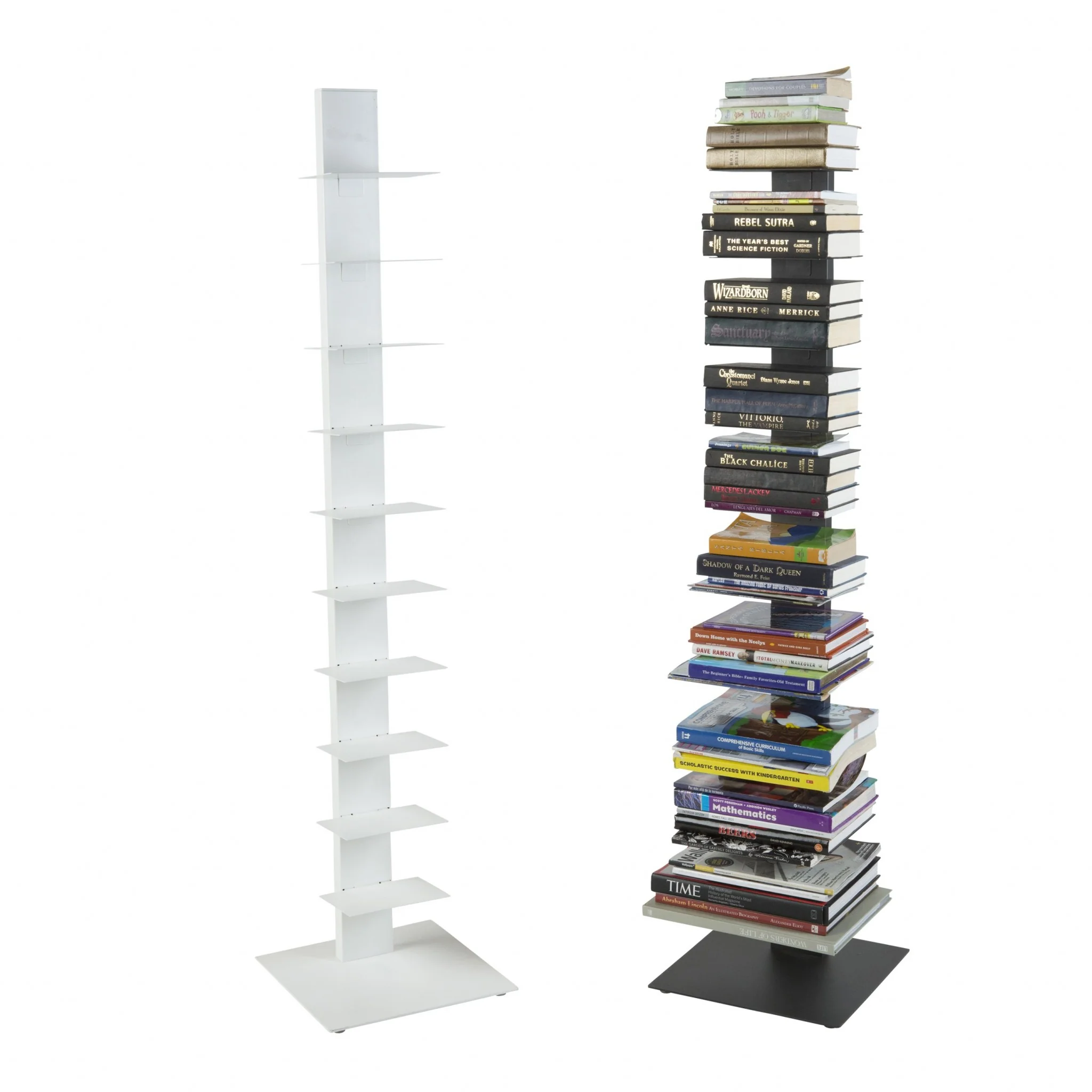White Metal Ten Shelf Modern Tower Bookcase By Homeroots - Image 8