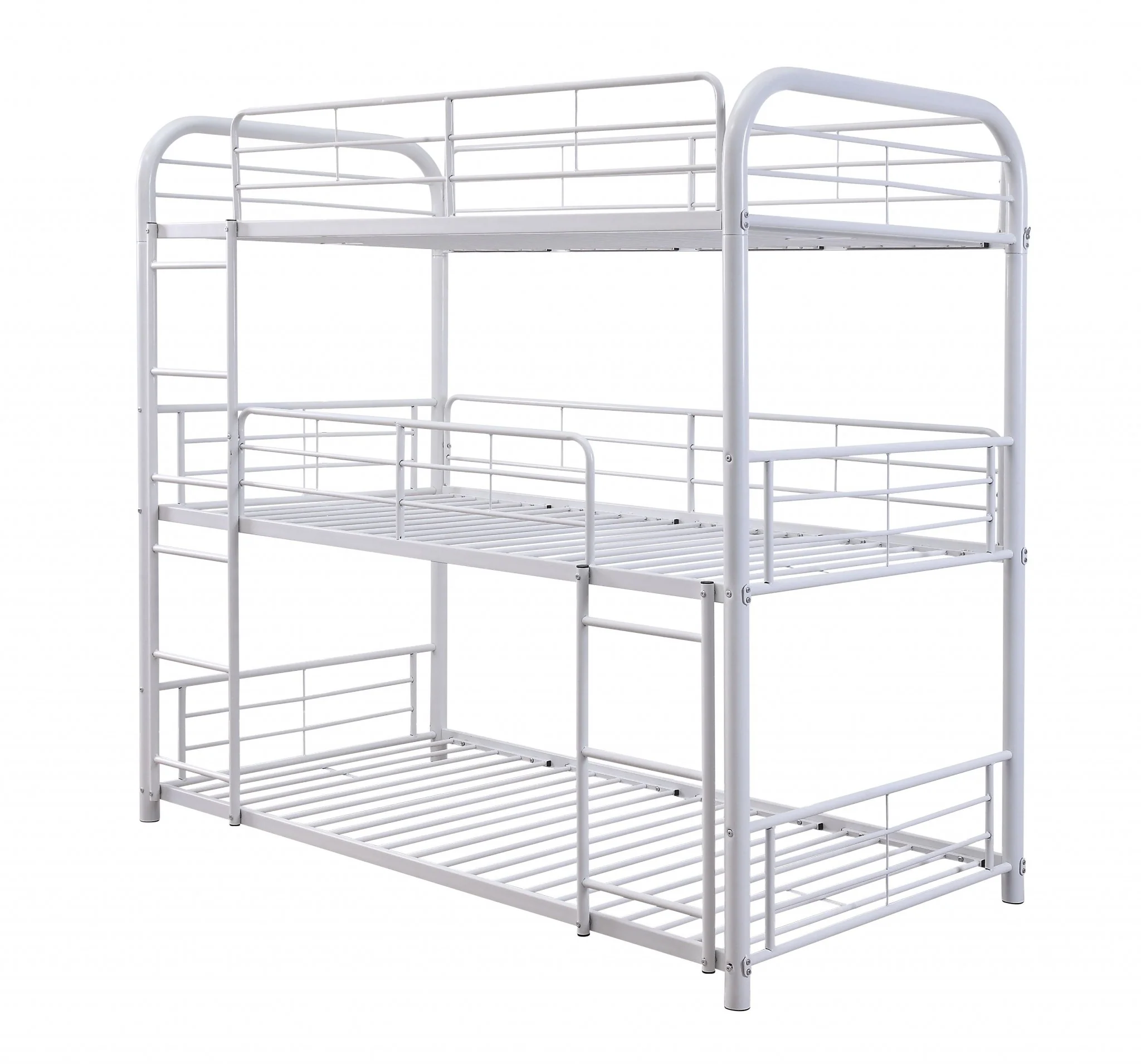 White Metal Triple Bunk Bed - Twin By Homeroots - Image 2