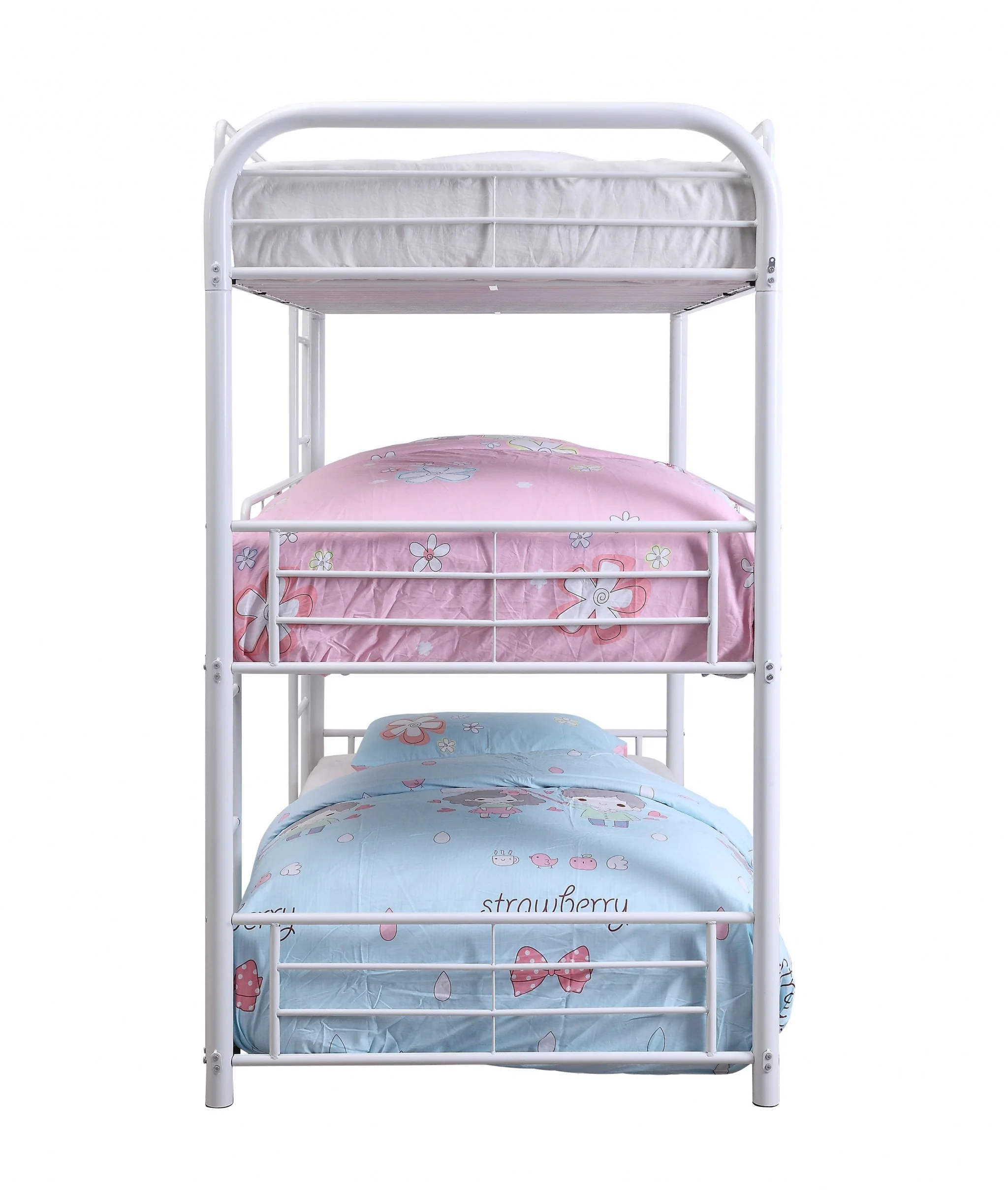 White Metal Triple Bunk Bed - Twin By Homeroots - Image 3