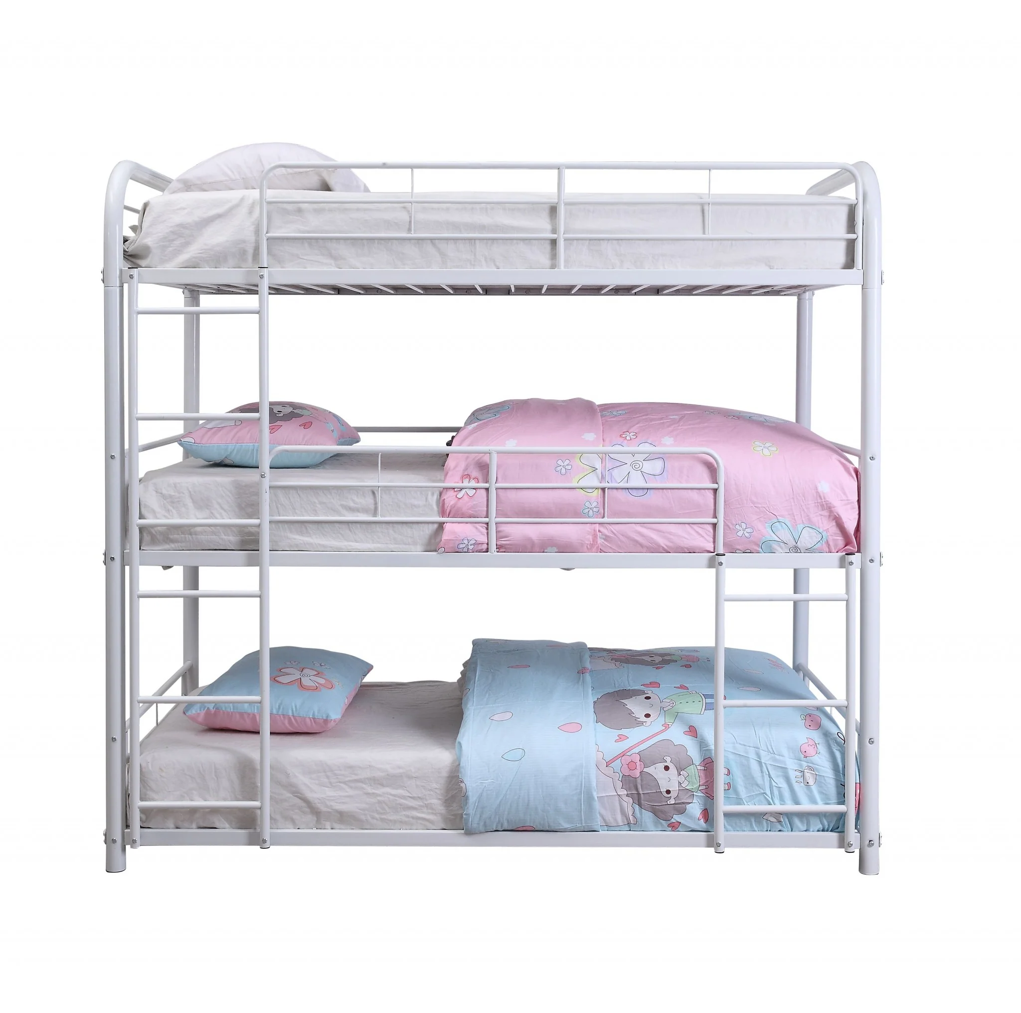 White Metal Triple Bunk Bed - Twin By Homeroots - Image 4