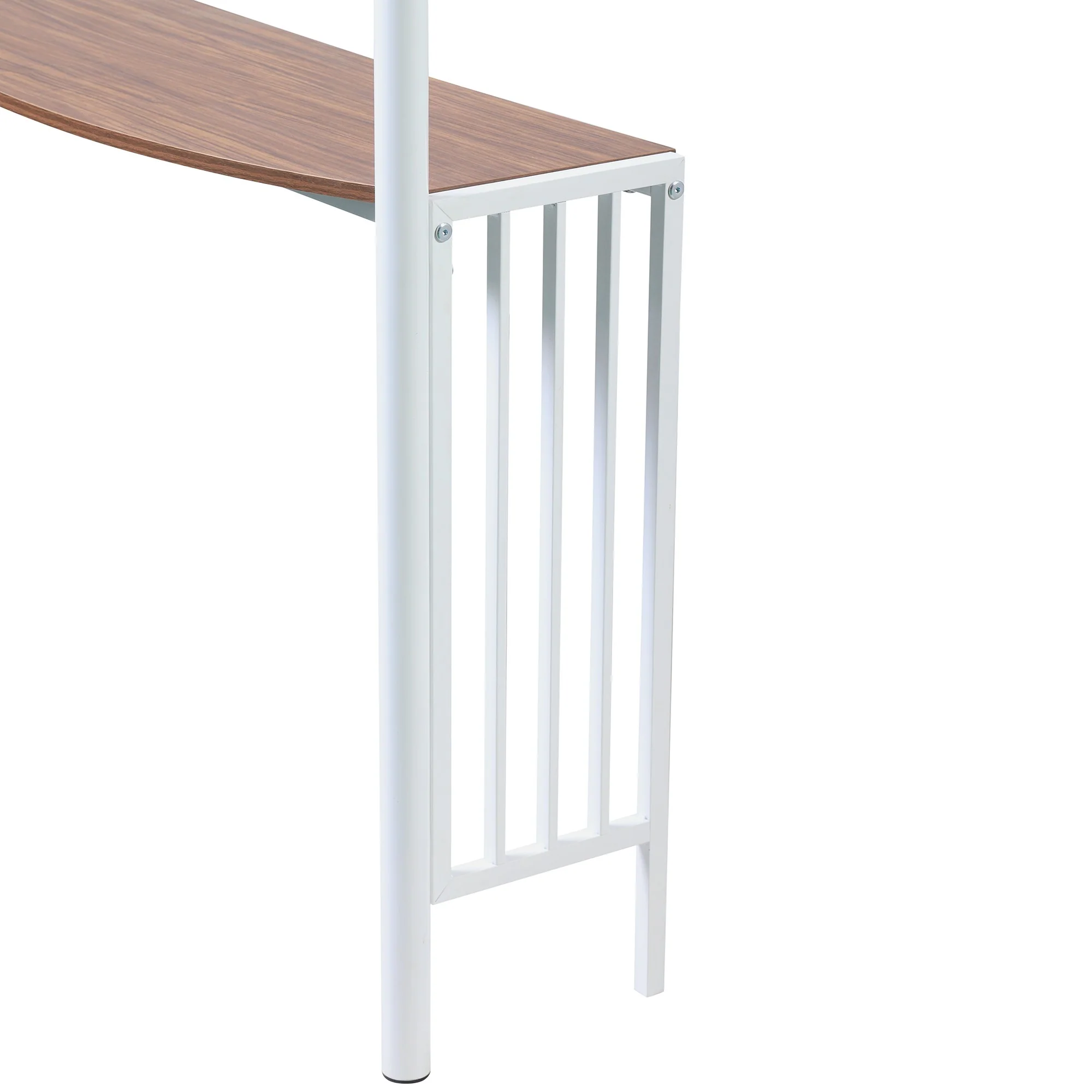 White Metal Twin Size Loft Bed With Desk By Homeroots - Image 4