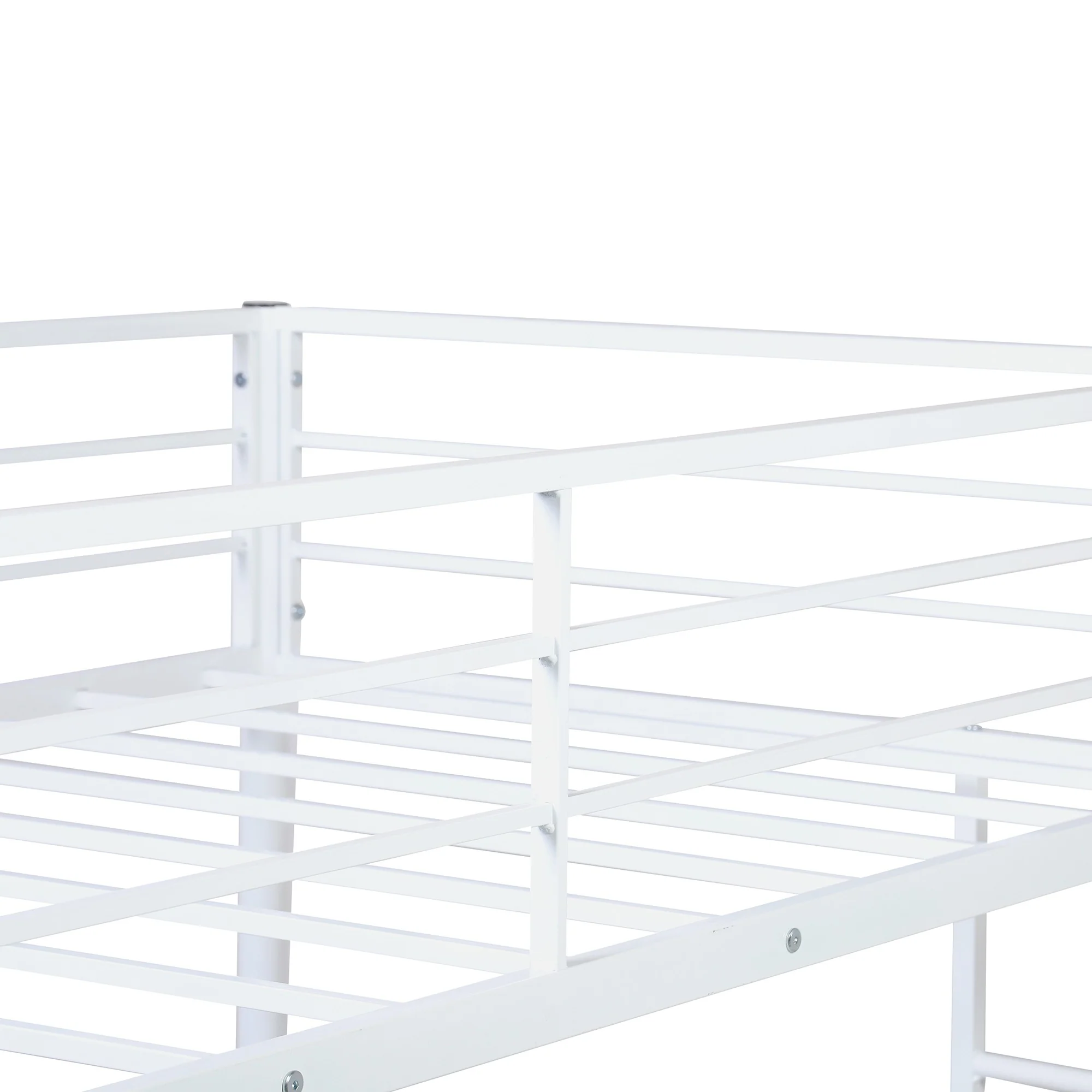 White Metal Twin Size Loft Bed With Desk By Homeroots - Image 5