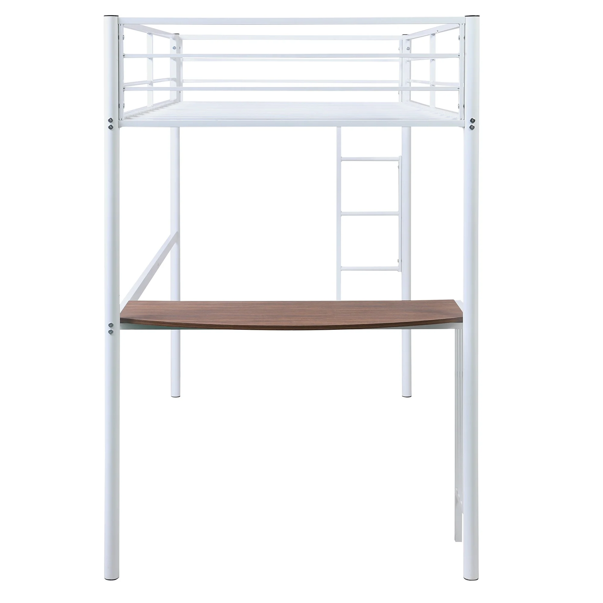 White Metal Twin Size Loft Bed With Desk By Homeroots - Image 7