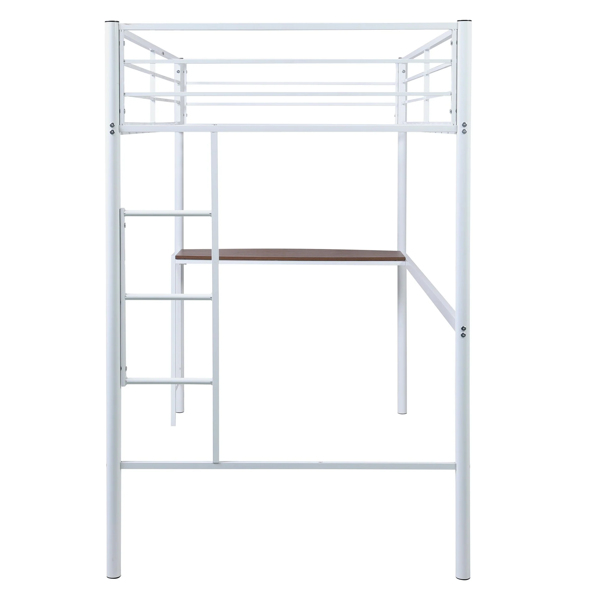 White Metal Twin Size Loft Bed With Desk By Homeroots - Image 8
