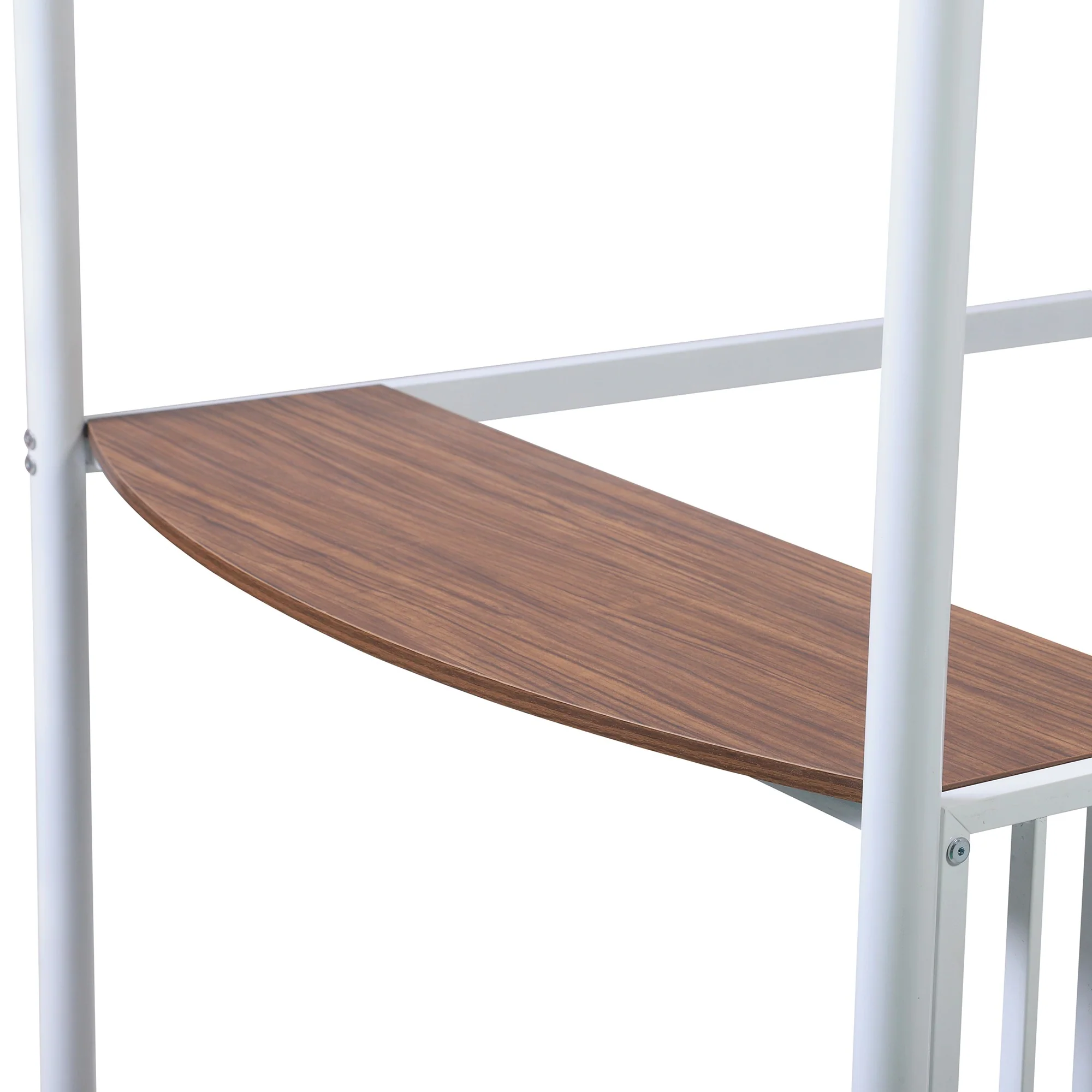White Metal Twin Size Loft Bed With Desk By Homeroots - Image 9