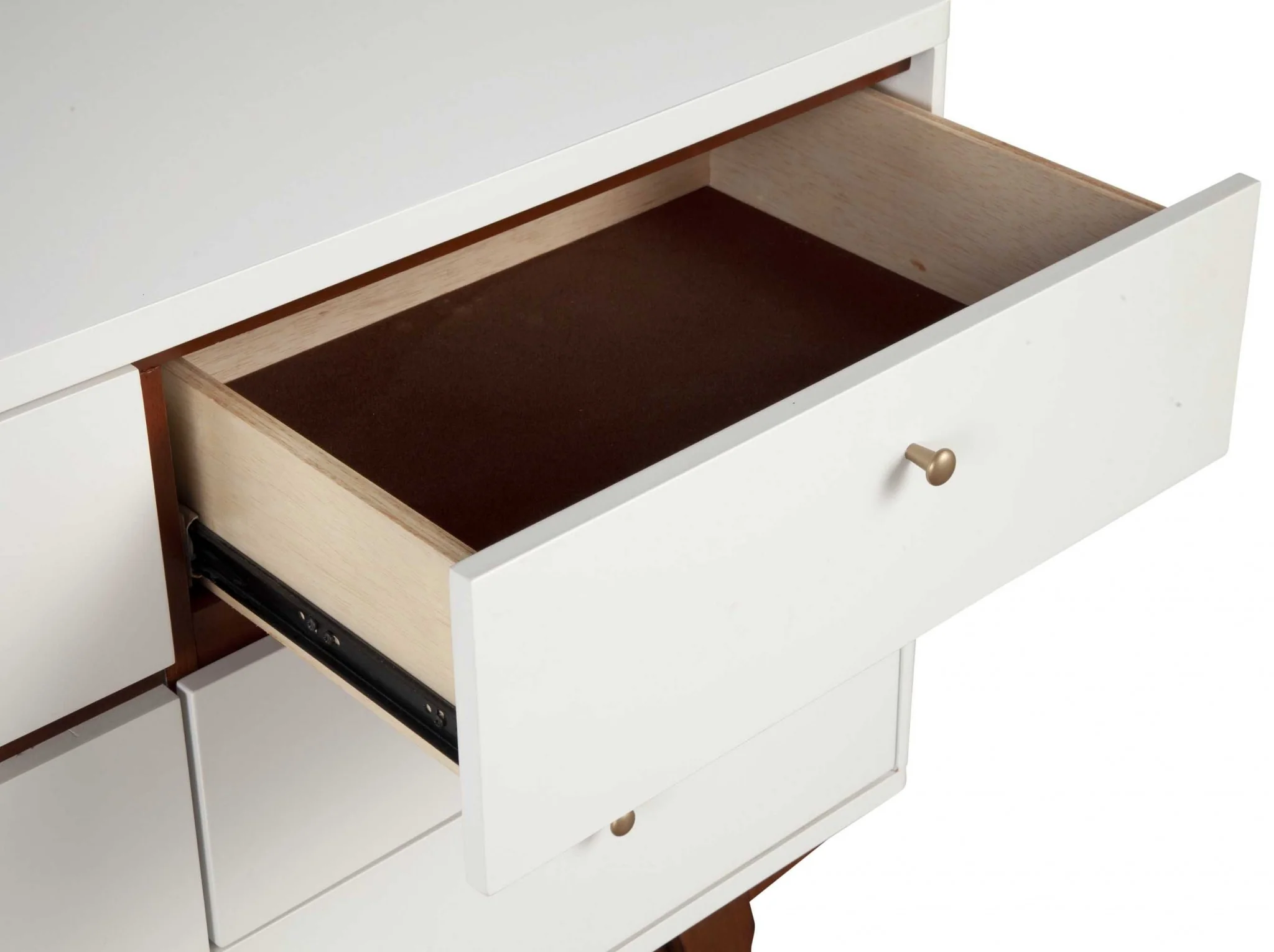 White Mid Century Mod TV Console with Acorn Accents By Homeroots - Image 7
