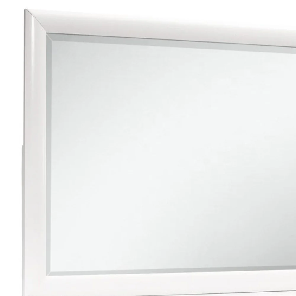 White Mirror with Rectangular Wood Trim By Homeroots - Image 5