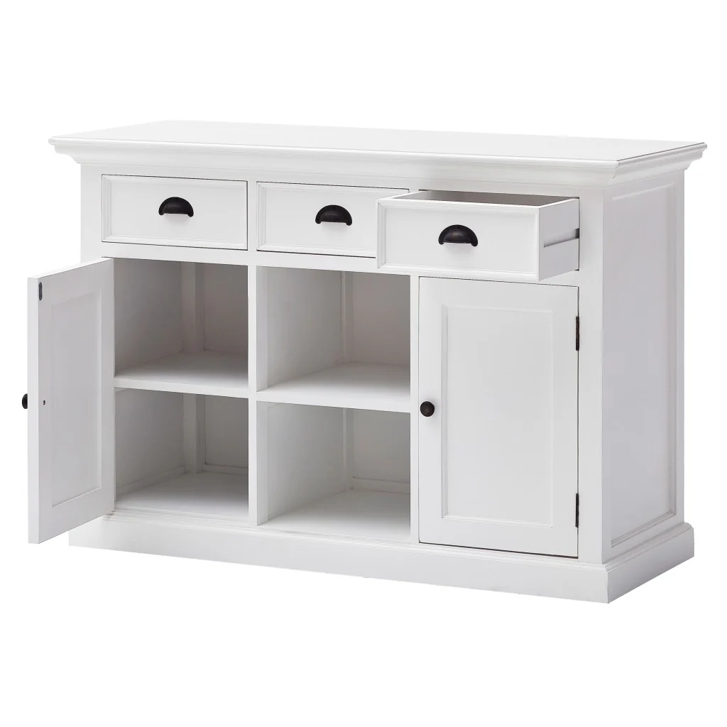 White Modern Farmhouse Large Accent Cabinet With Baskets By Homeroots - Image 3