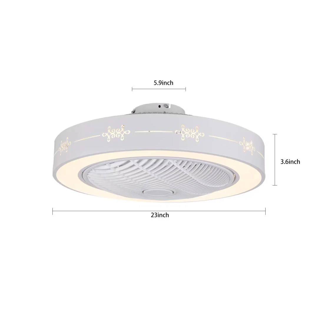 White Modern Flush LED Ceiling Fan and Light By Homeroots - Image 5