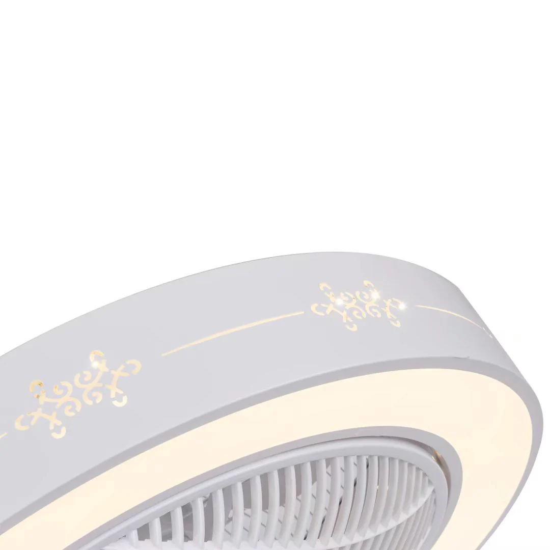 White Modern Flush LED Ceiling Fan and Light By Homeroots - Image 6