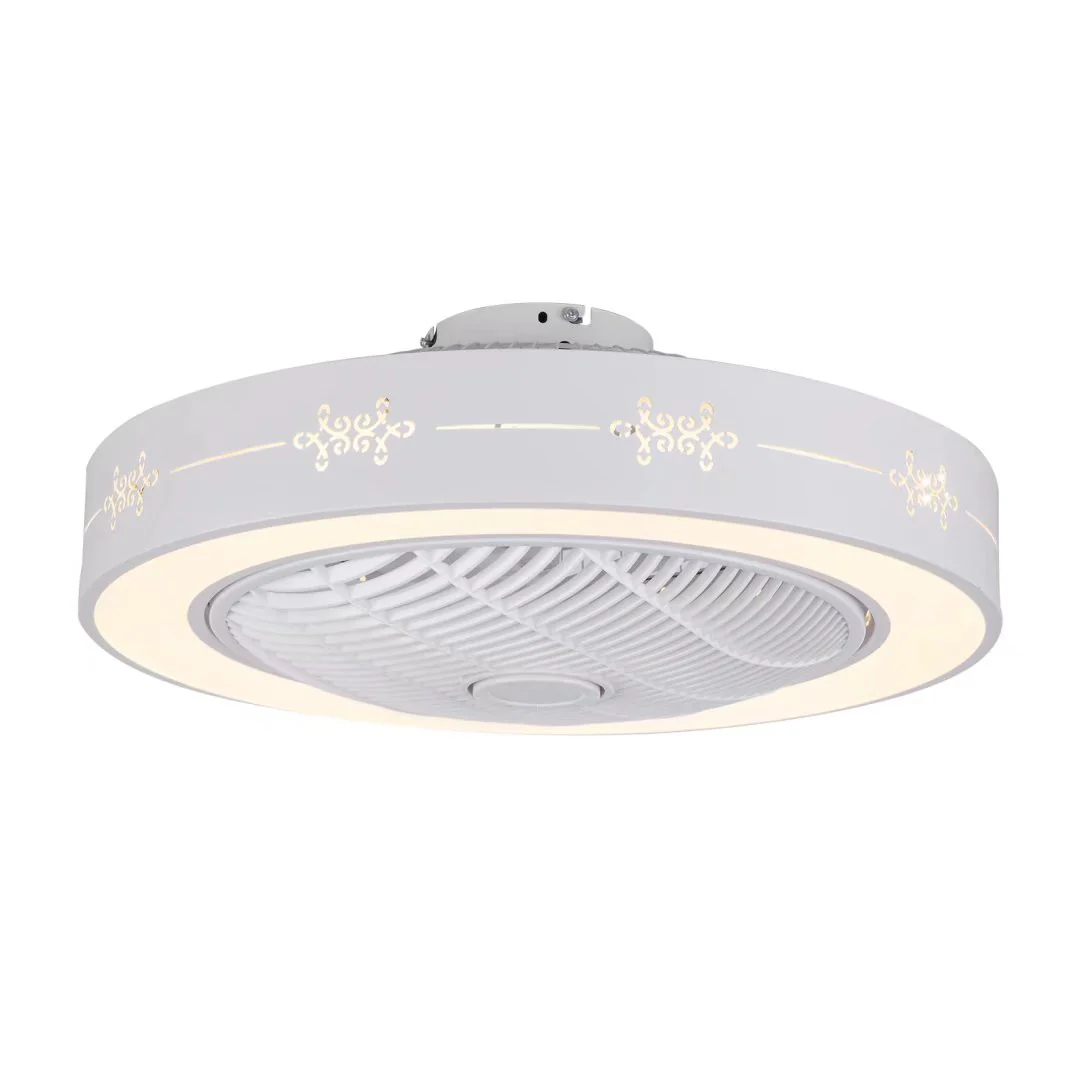 White Modern Flush LED Ceiling Fan and Light By Homeroots - Image 7