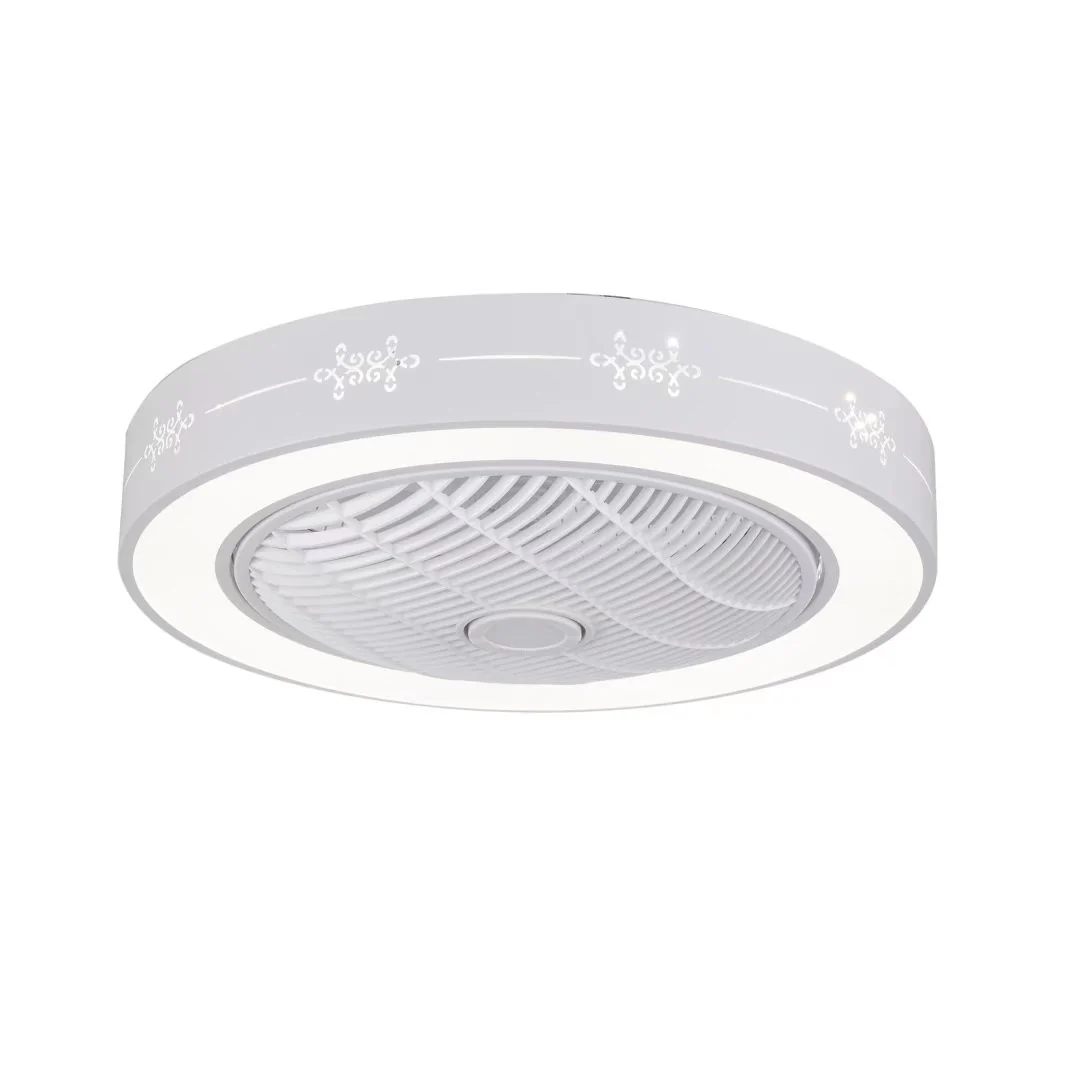 White Modern Flush LED Ceiling Fan and Light By Homeroots - Image 8