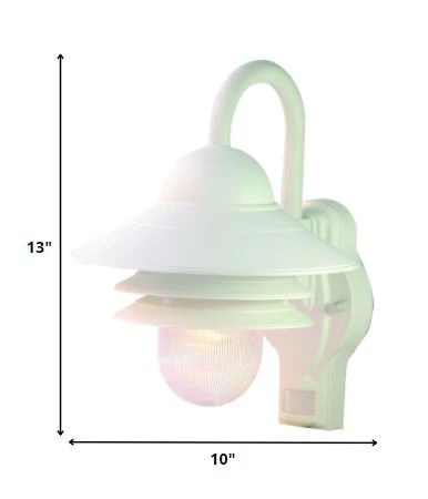 White Motion Sensor Outdoor Wall Light By Homeroots - Image 2