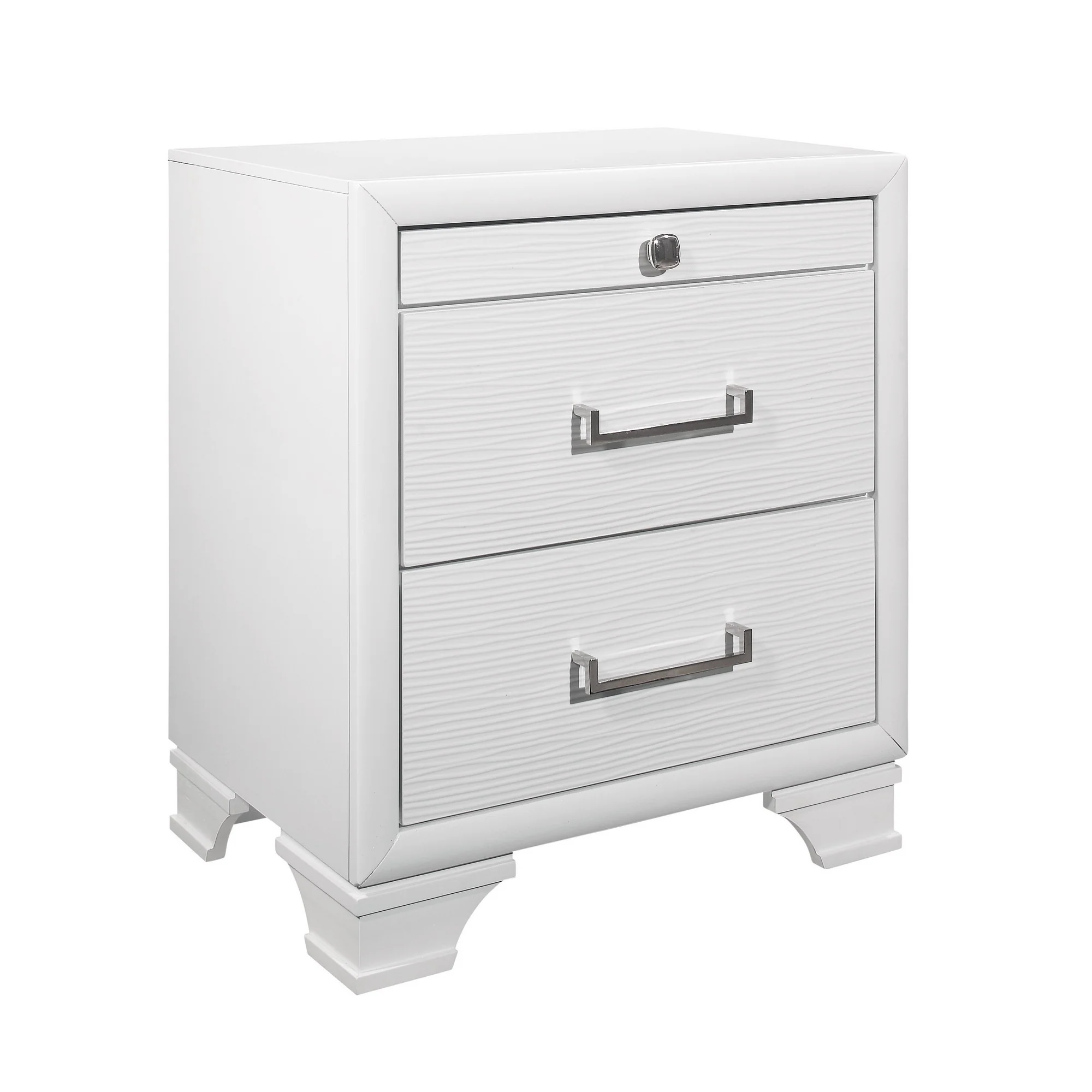White Nightstand With 3 Drawers By Homeroots - Image 3