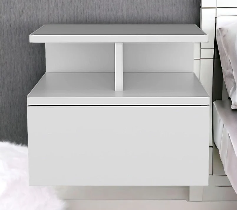 White One Drawer Faux Wood Floating Nightstand By Homeroots - Image 2