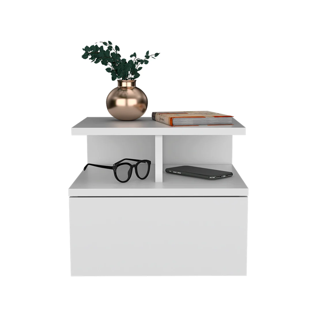 White One Drawer Faux Wood Floating Nightstand By Homeroots - Image 5