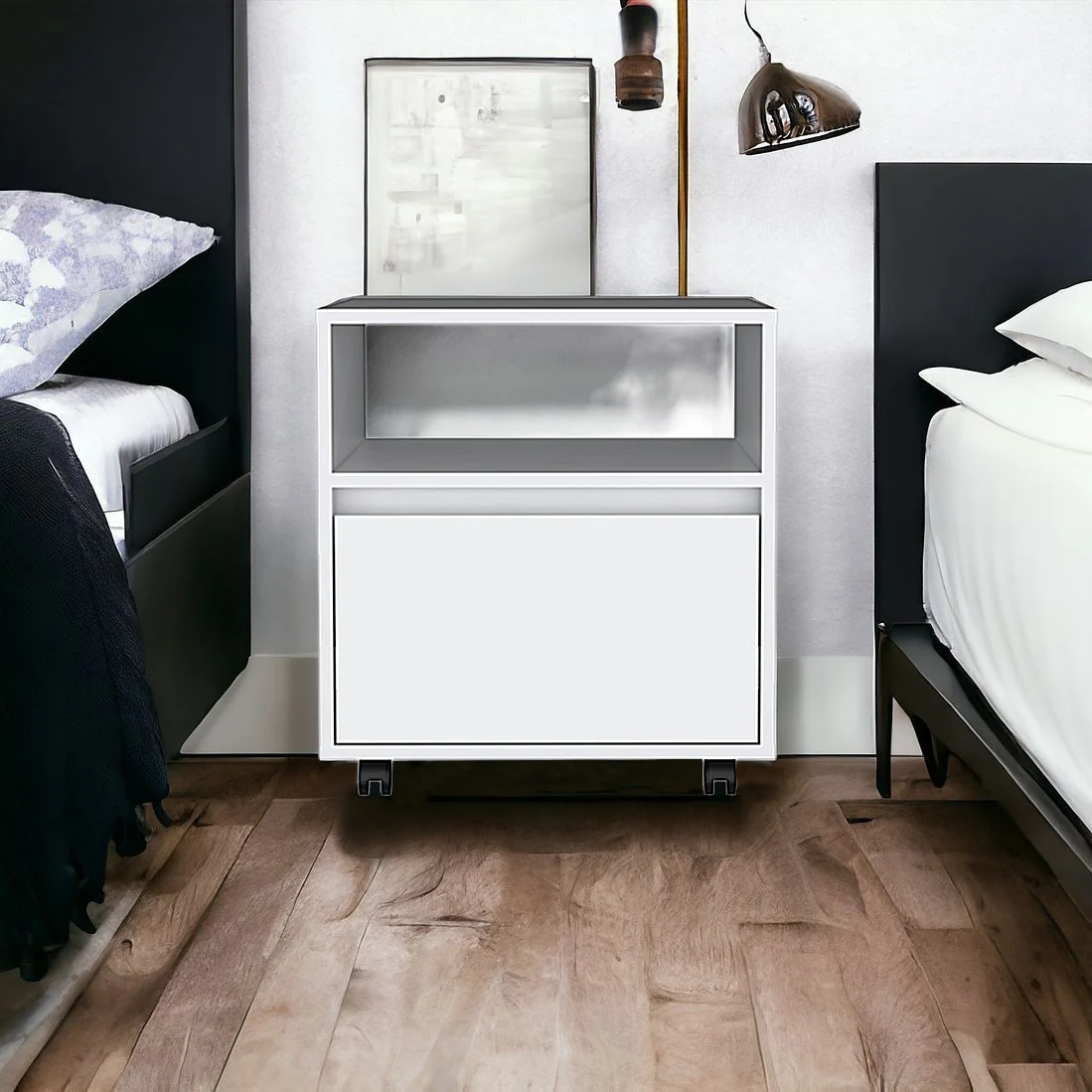 White One Drawer Faux Wood Nightstand By Homeroots - Image 2