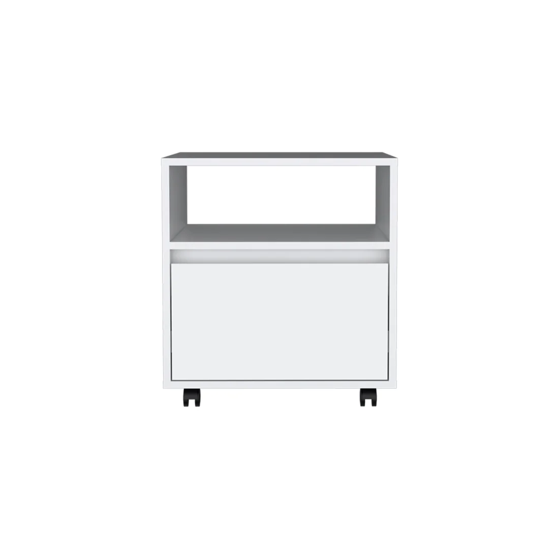 White One Drawer Faux Wood Nightstand By Homeroots - Image 3