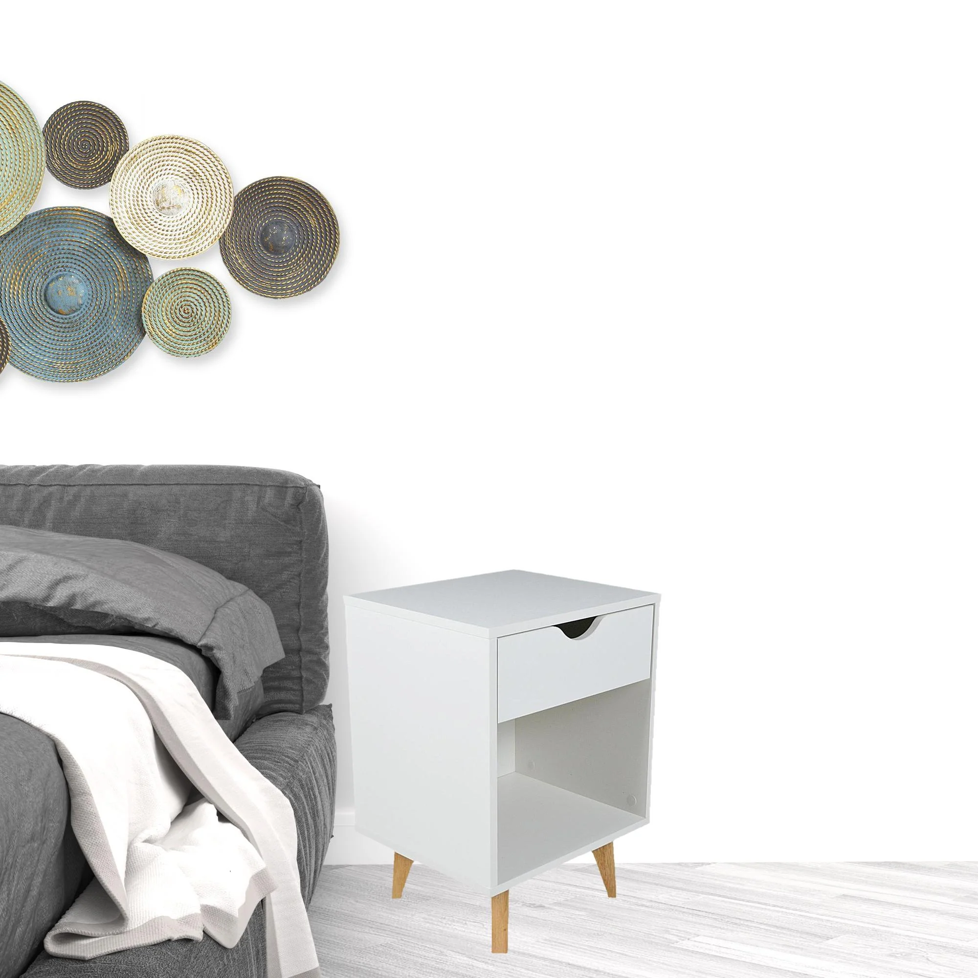 White One Drawer Nightstand By Homeroots - Image 2