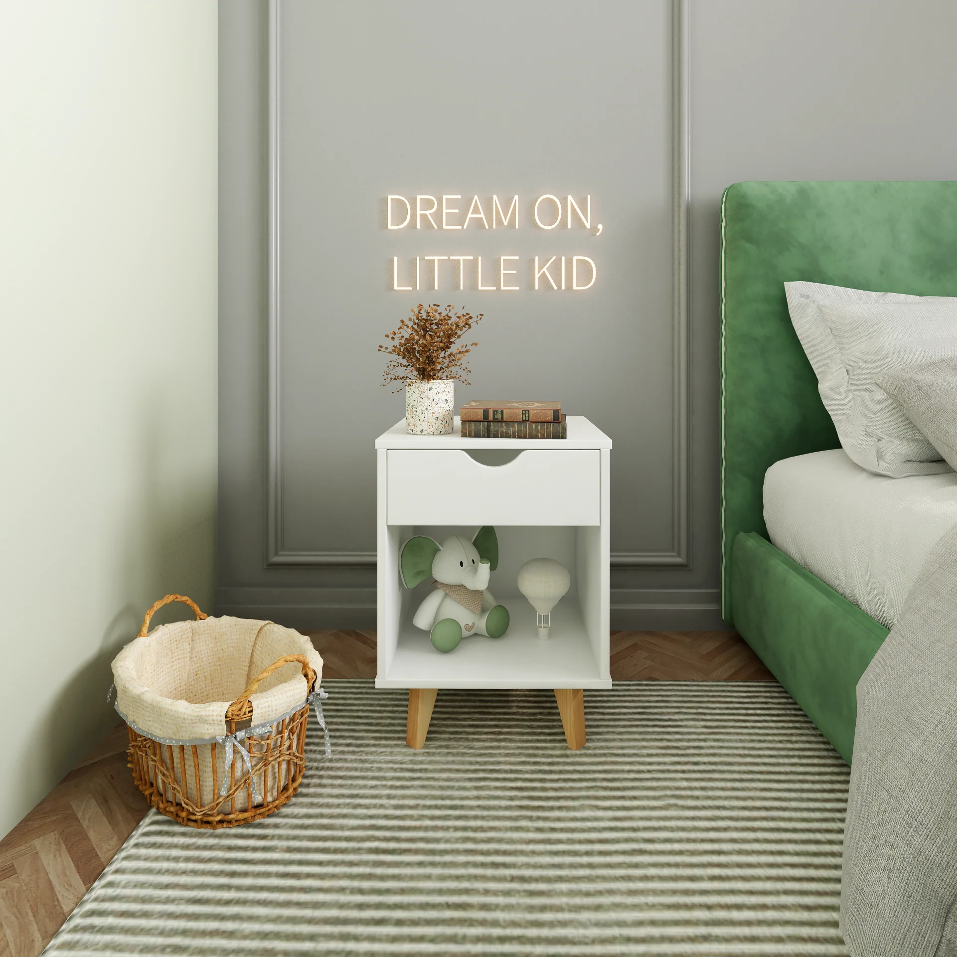 White One Drawer Nightstand By Homeroots - Image 5