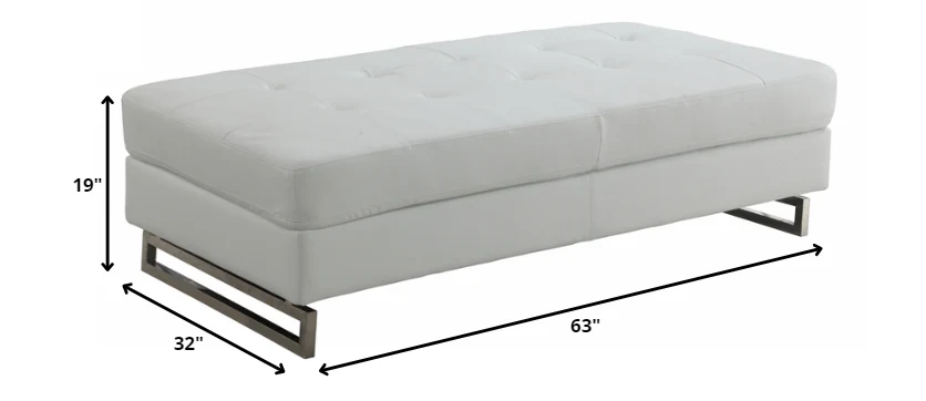 White Ottoman By Homeroots - Image 2