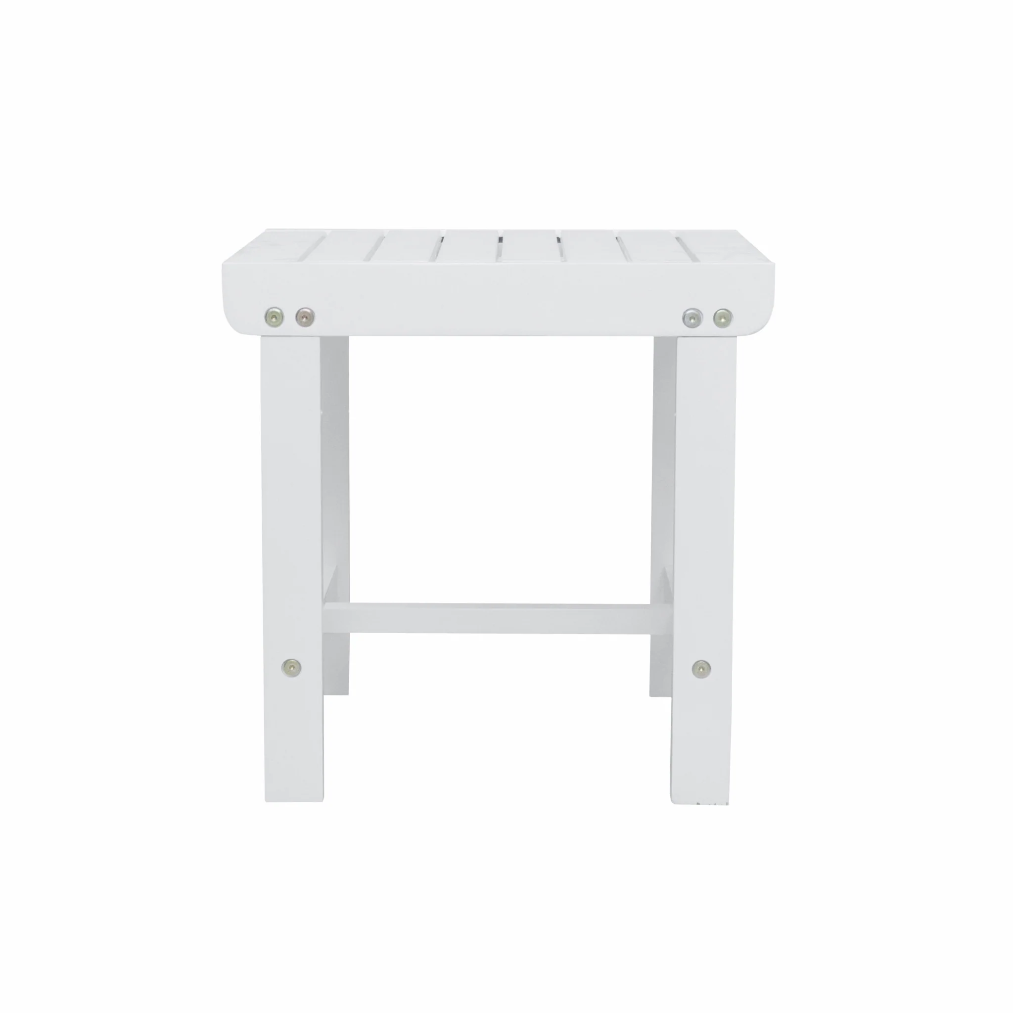 White Outdoor Wooden Side Table By Homeroots - Image 2