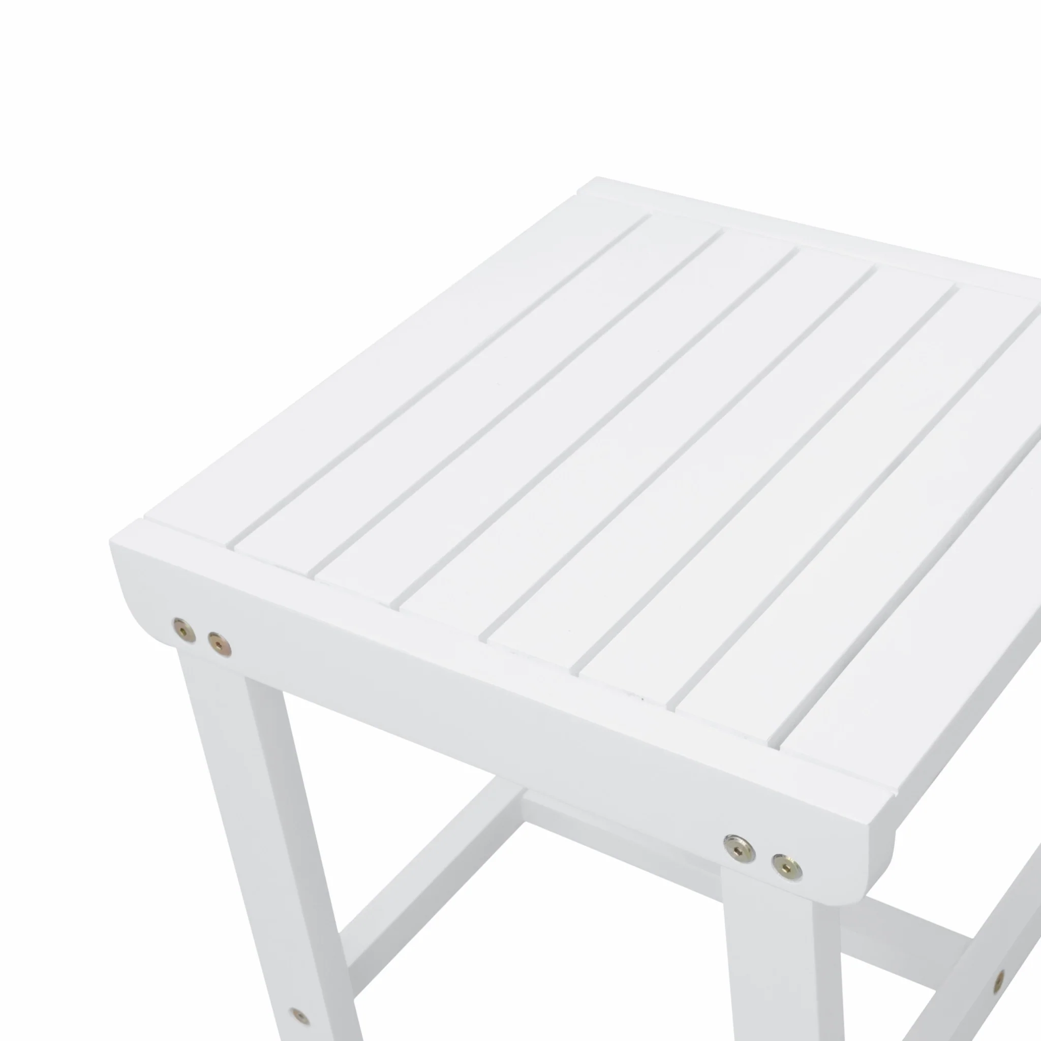 White Outdoor Wooden Side Table By Homeroots - Image 4