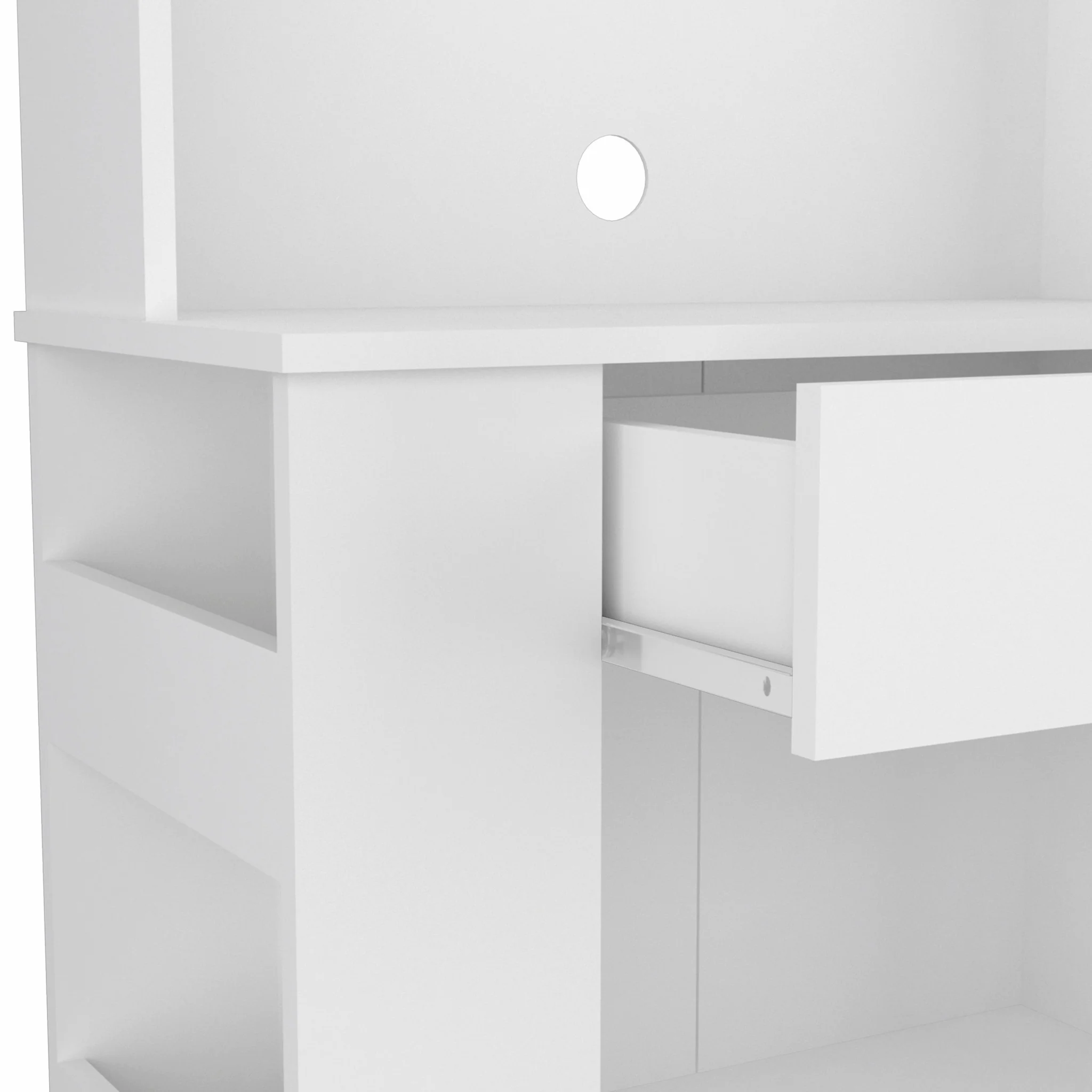 White Pantry Cabinet with Two Door Panels and Side Open Shelves By Homeroots - Image 3