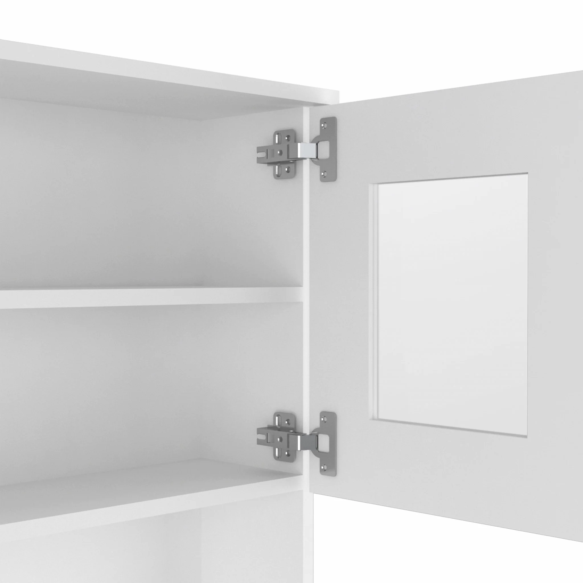 White Pantry Cabinet with Two Door Panels and Side Open Shelves By Homeroots - Image 4