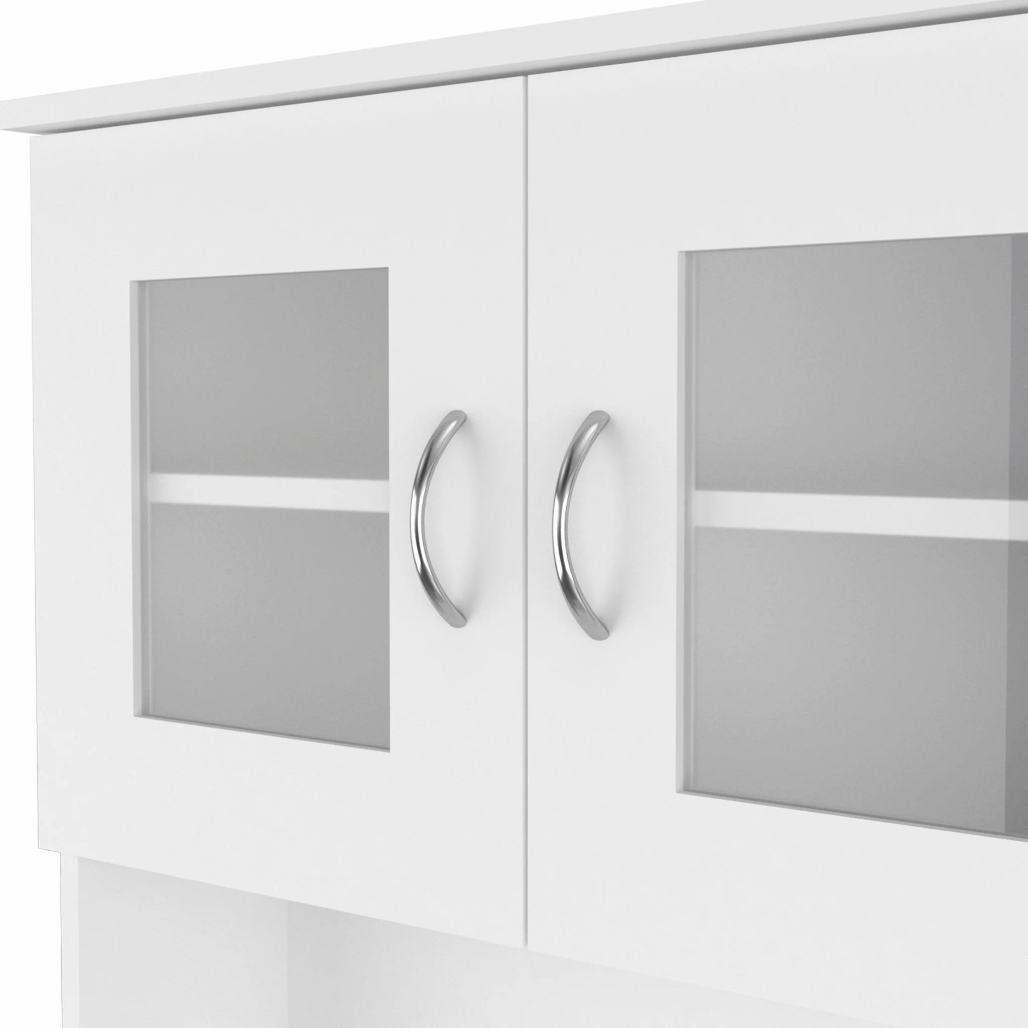 White Pantry Cabinet with Two Door Panels and Side Open Shelves By Homeroots - Image 5