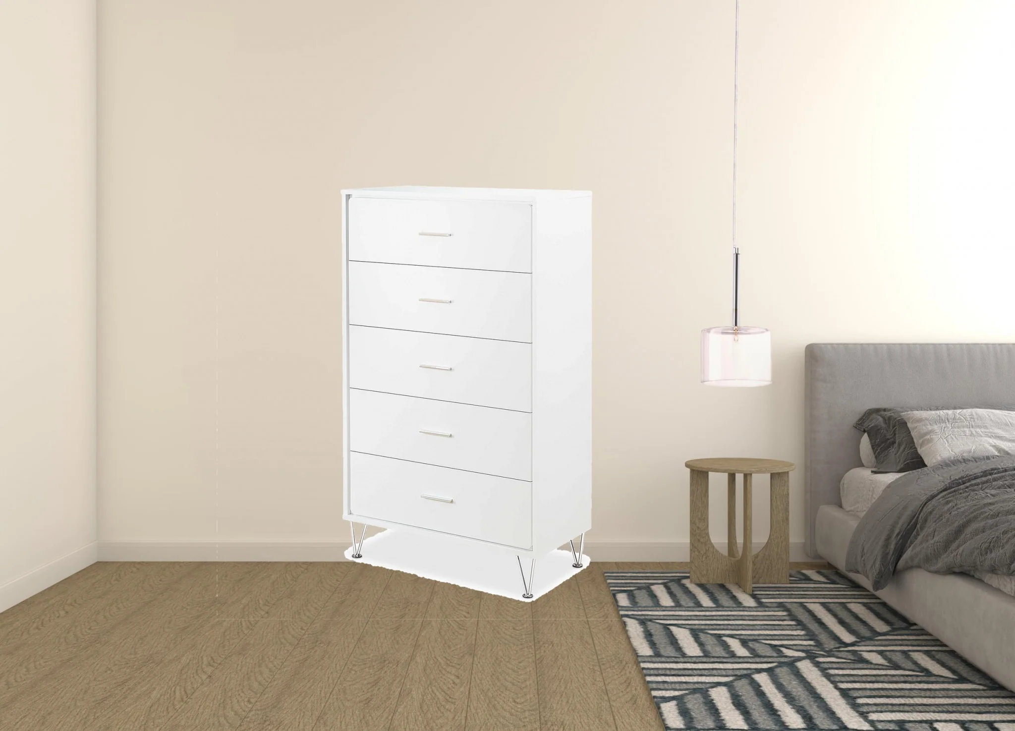 White Particle Board Chest By Homeroots - Image 2